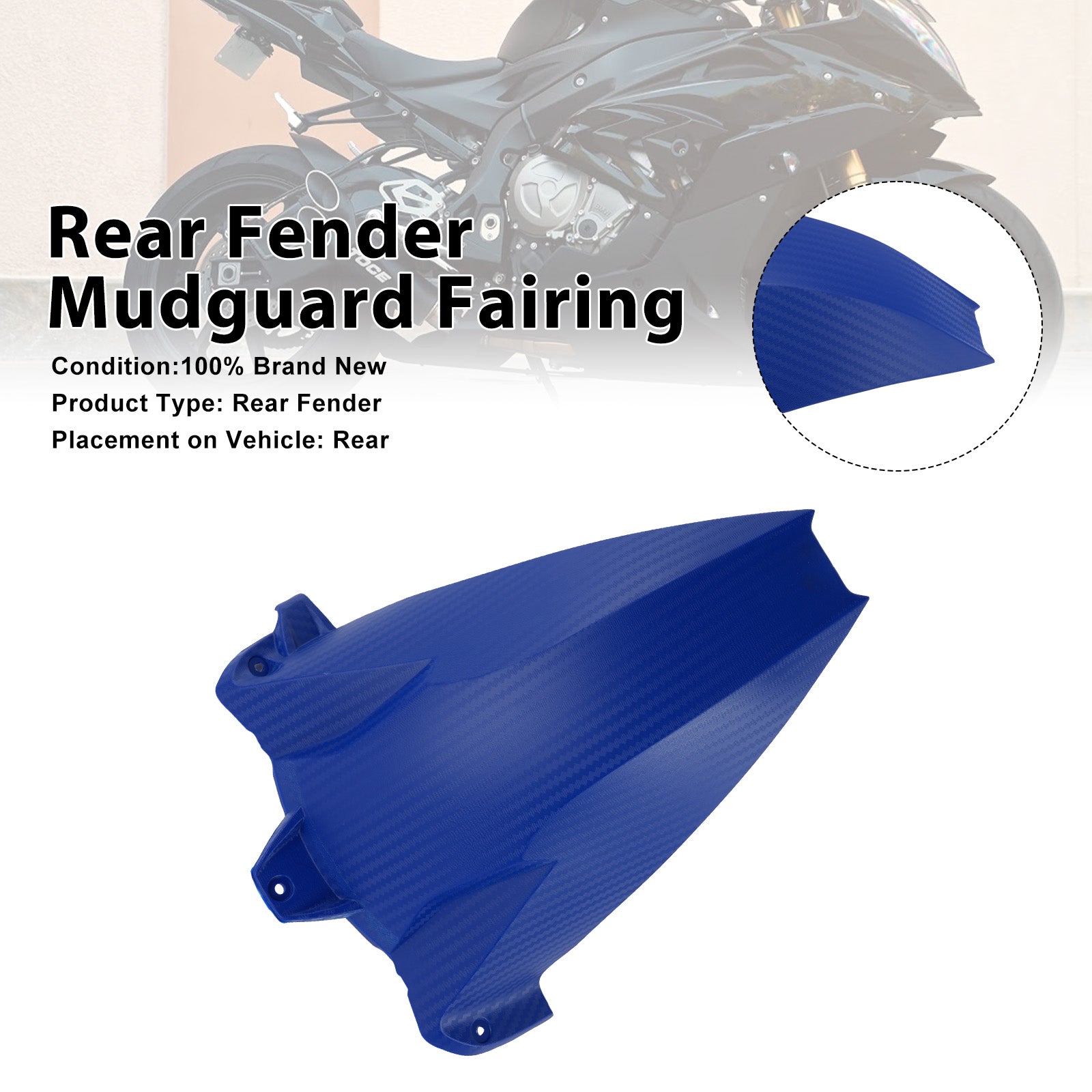 Rear Fender Mudguard Fairing For BMW S1000RR 2009-2018 Blue