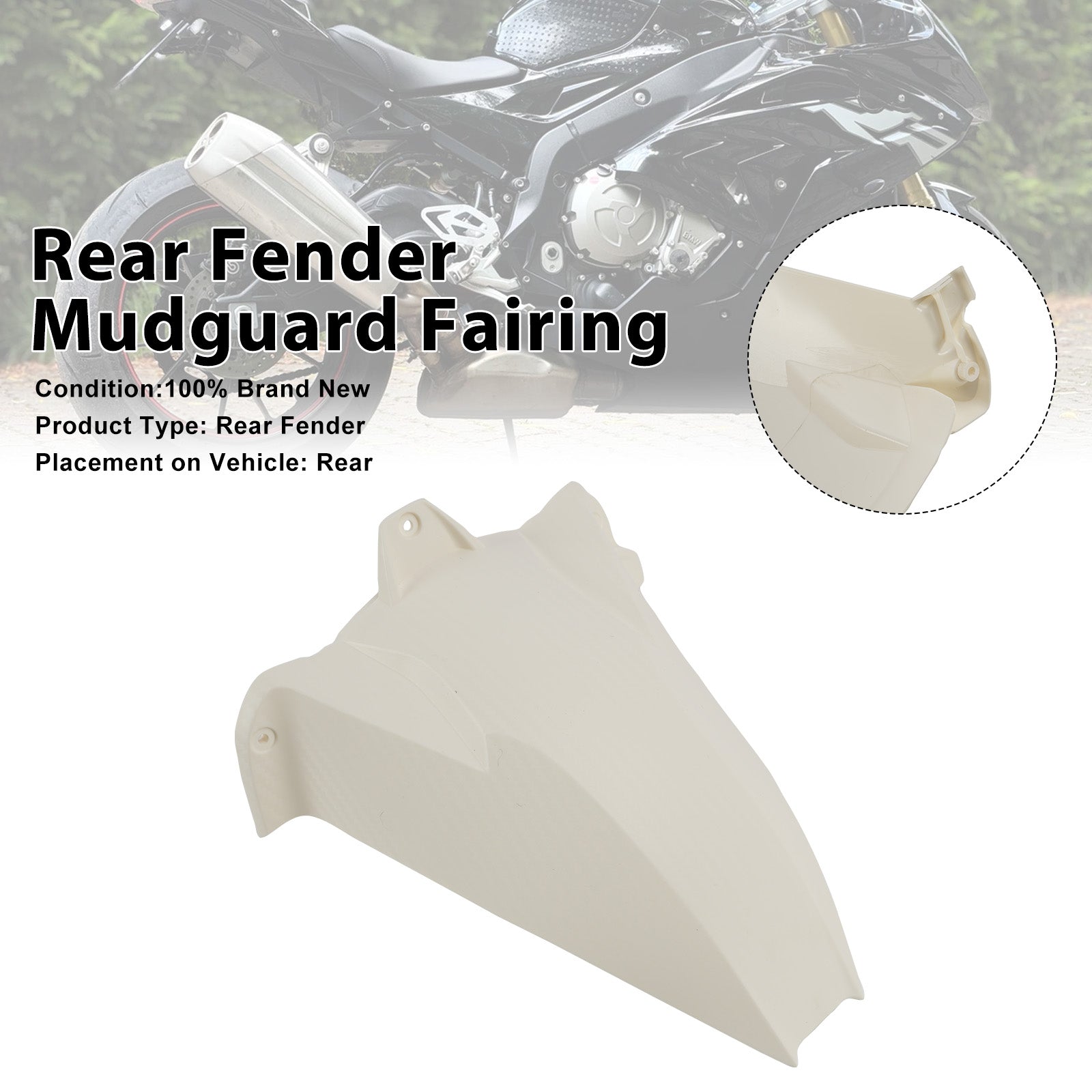 Rear Fender Mudguard Fairing For BMW S1000RR 2009-2018 White