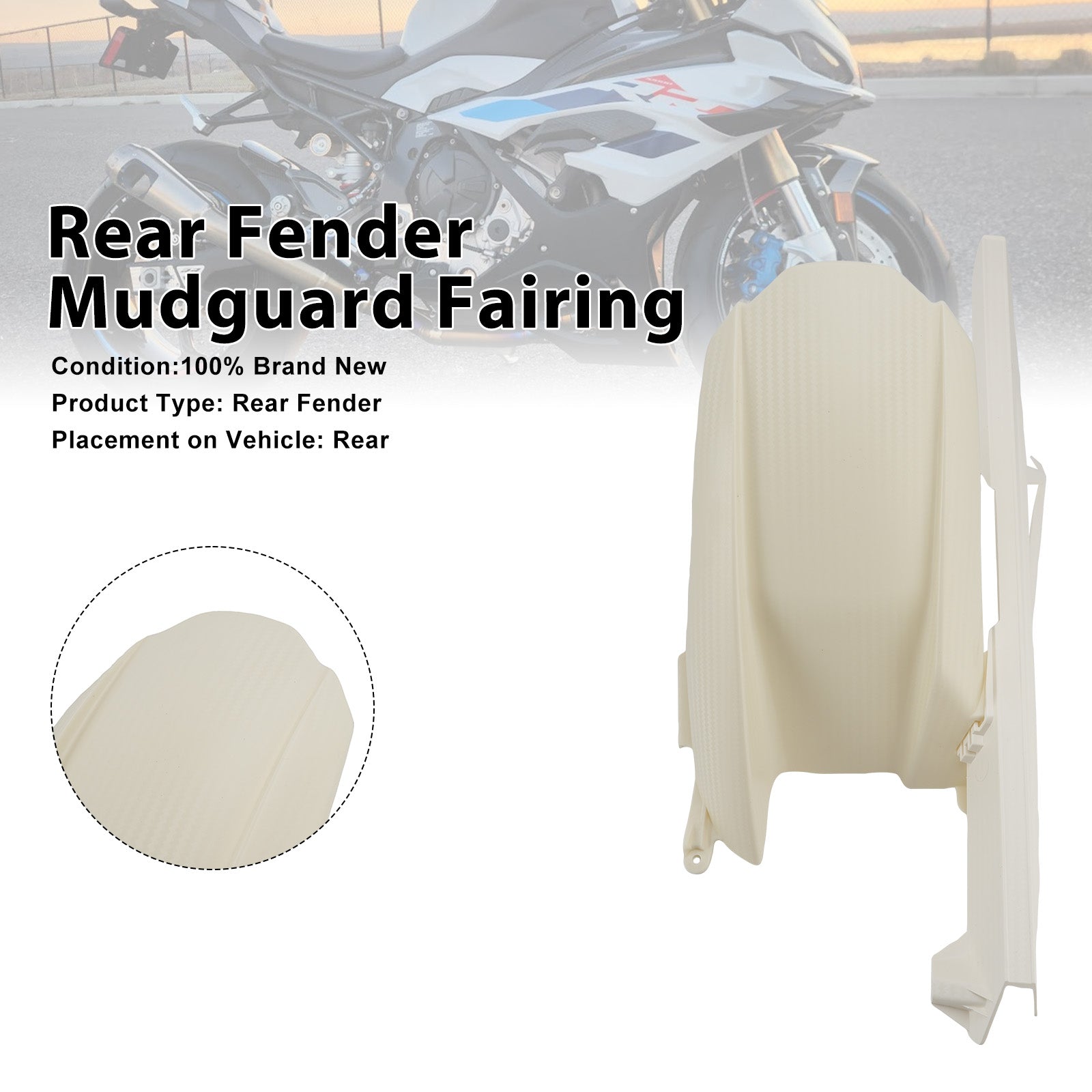 Rear Fender Mudguard Fairing For BMW S1000RR 2019-2026 White