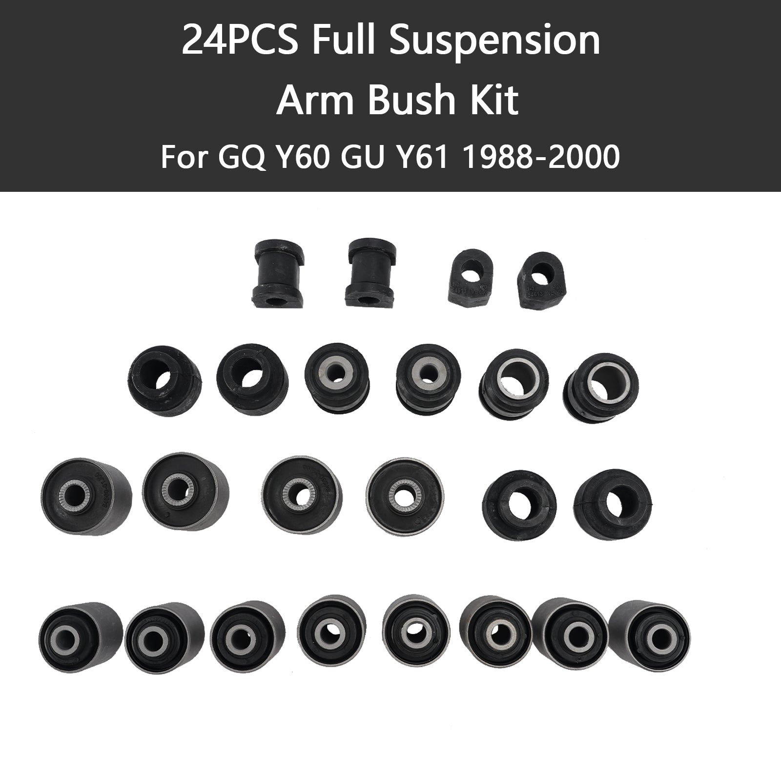 24PCS Full Suspension Arm Bush Kit For Nissan Patrol GQ Y60 GU Y61 1988-2000