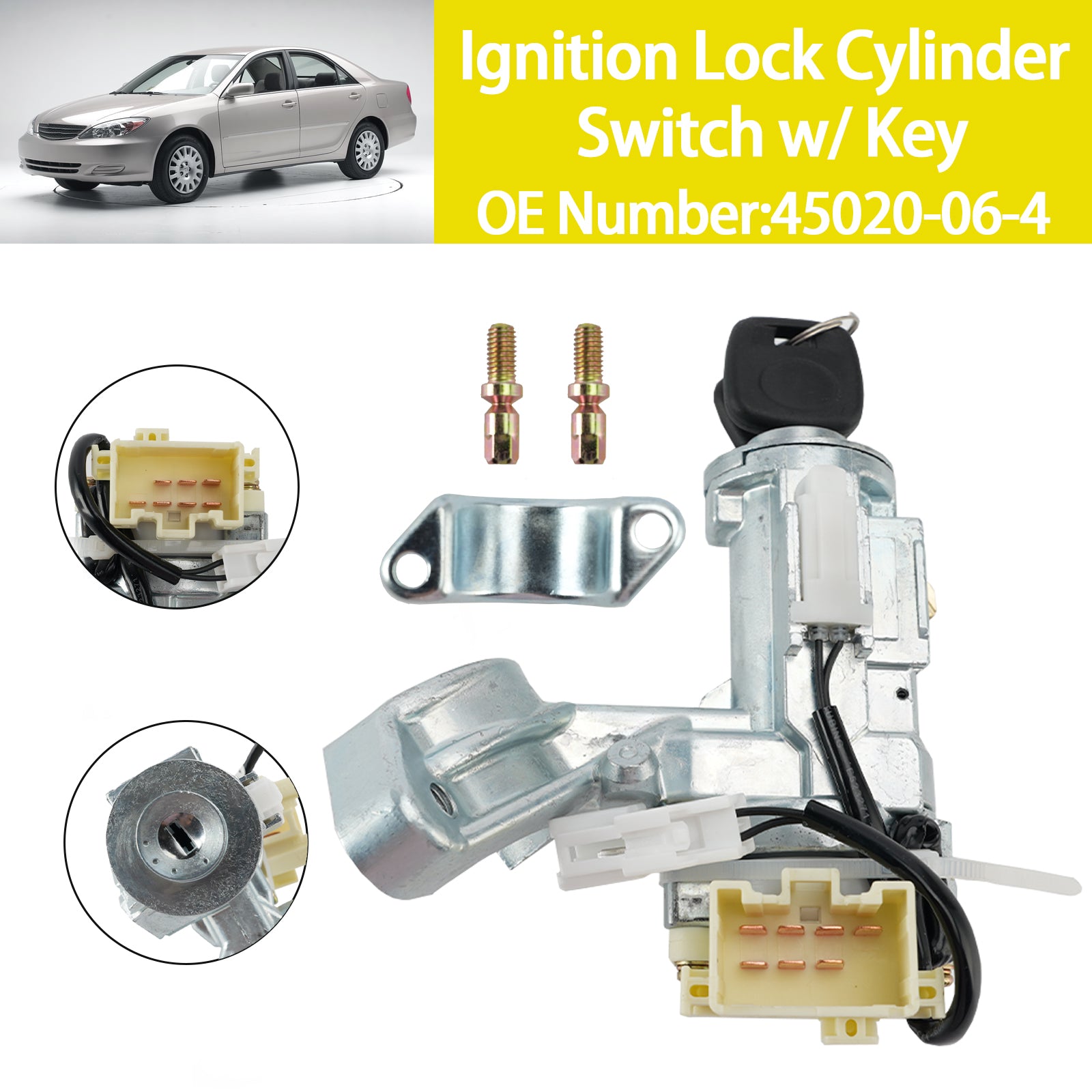 Ignition Lock Cylinder Switch w/ Key 45020-06-4 for Toyota Camry 2002-2006