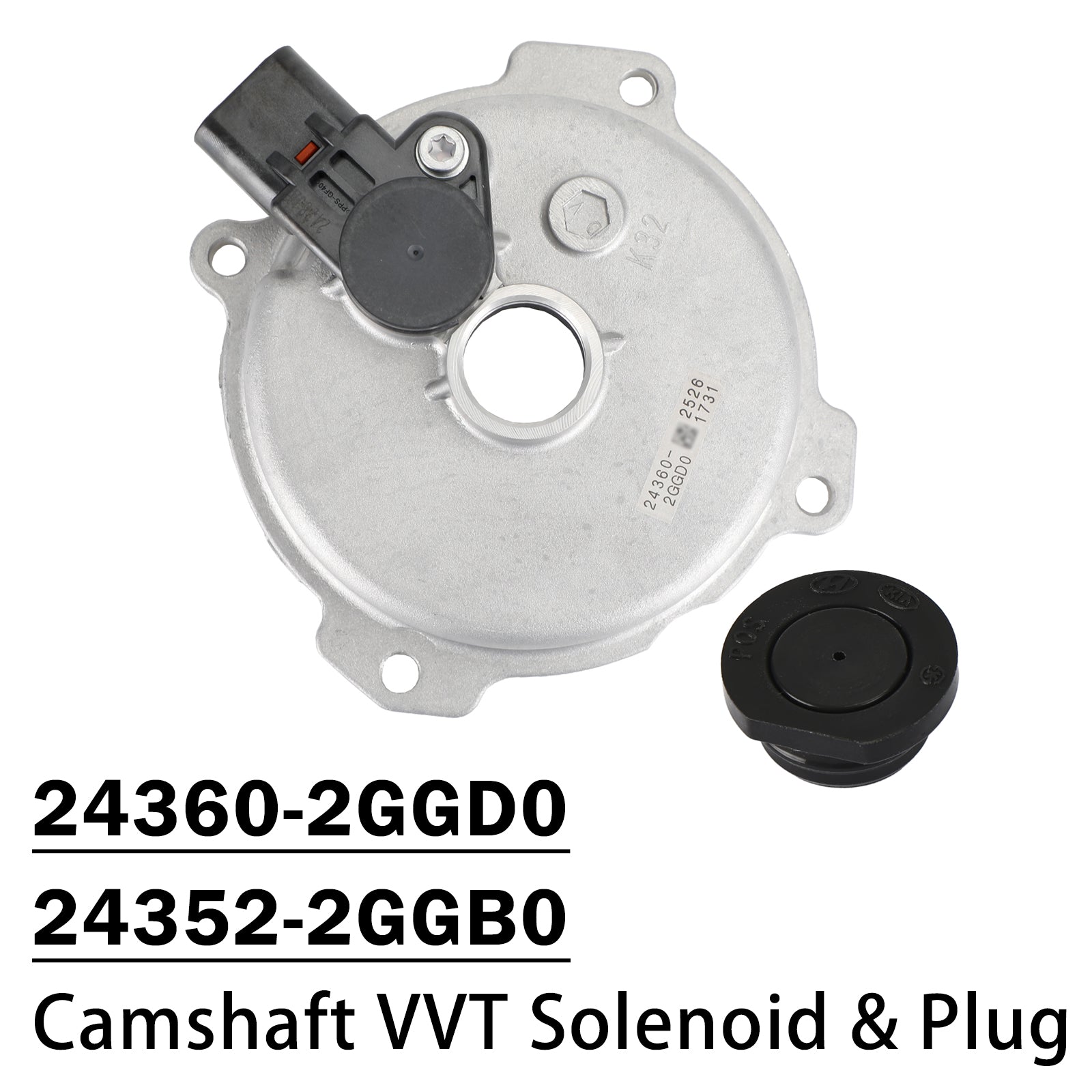 Camshaft VVT Solenoid & Plug for Kia 2.0L 2.4L 15-21 24360-2GGD0 24352-2GGB0