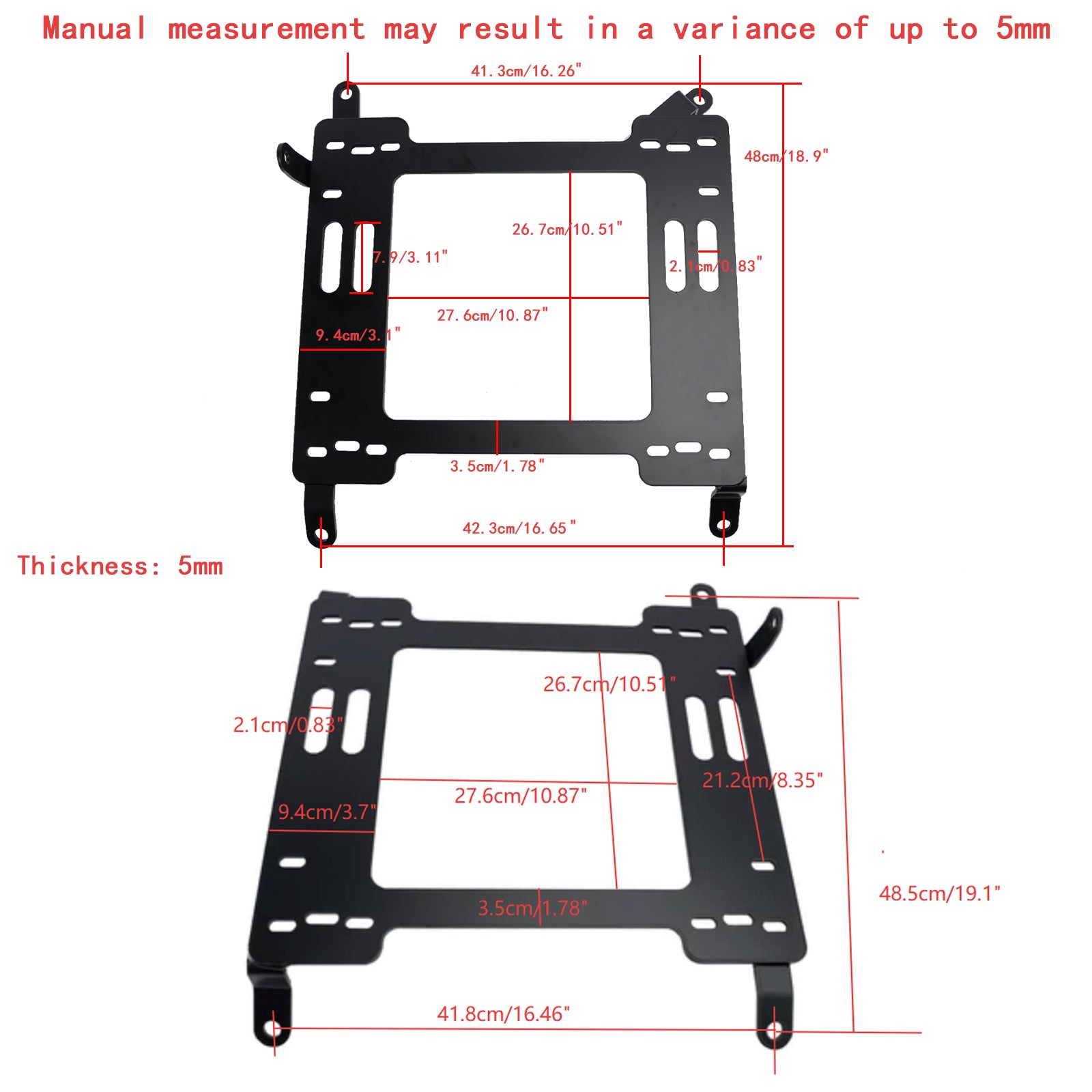 Pair L+R Heavy Duty 5MM Racing Seat Bracket Adapter For Nissan 370Z 2009-2021