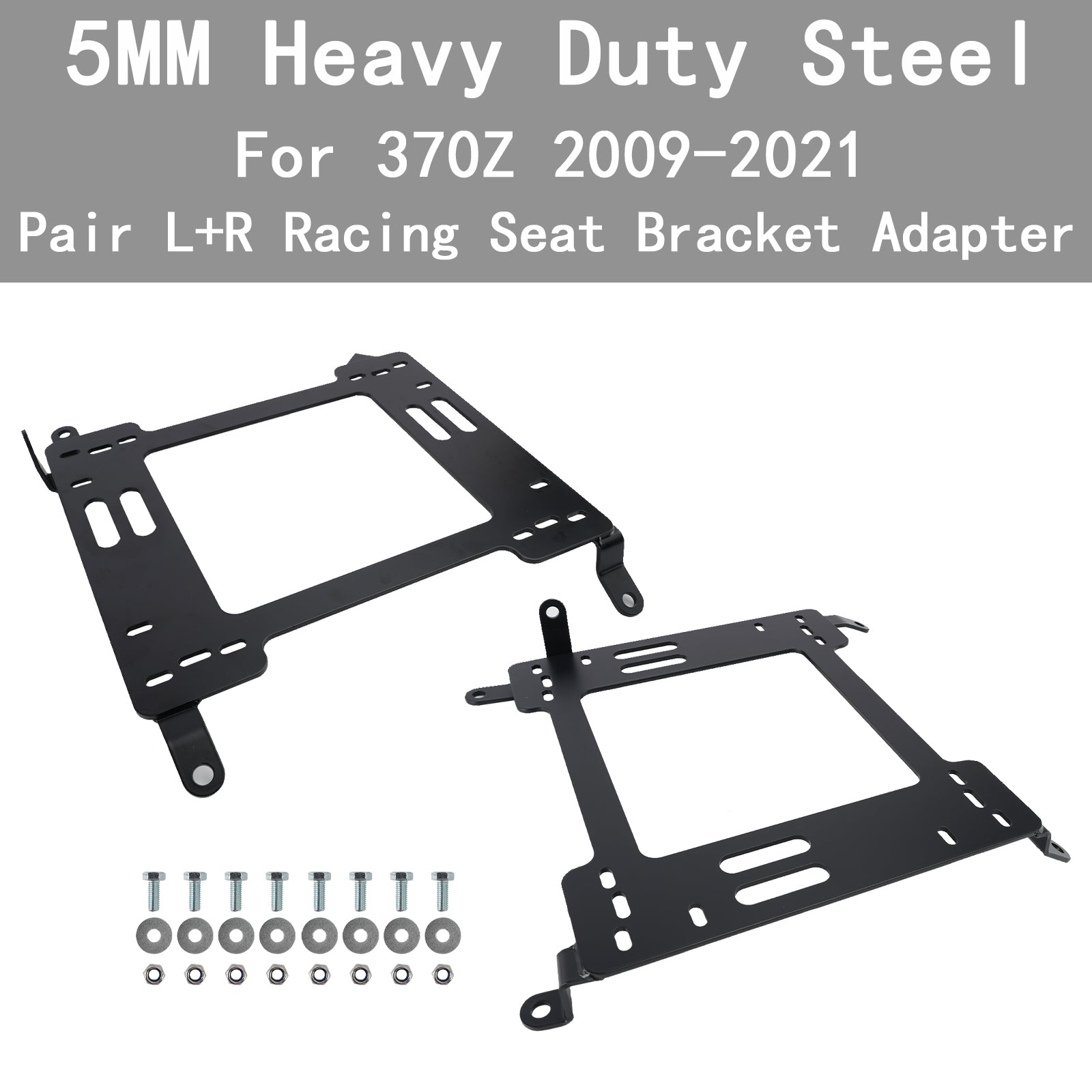 Pair L+R Heavy Duty 5MM Racing Seat Bracket Adapter For Nissan 370Z 2009-2021