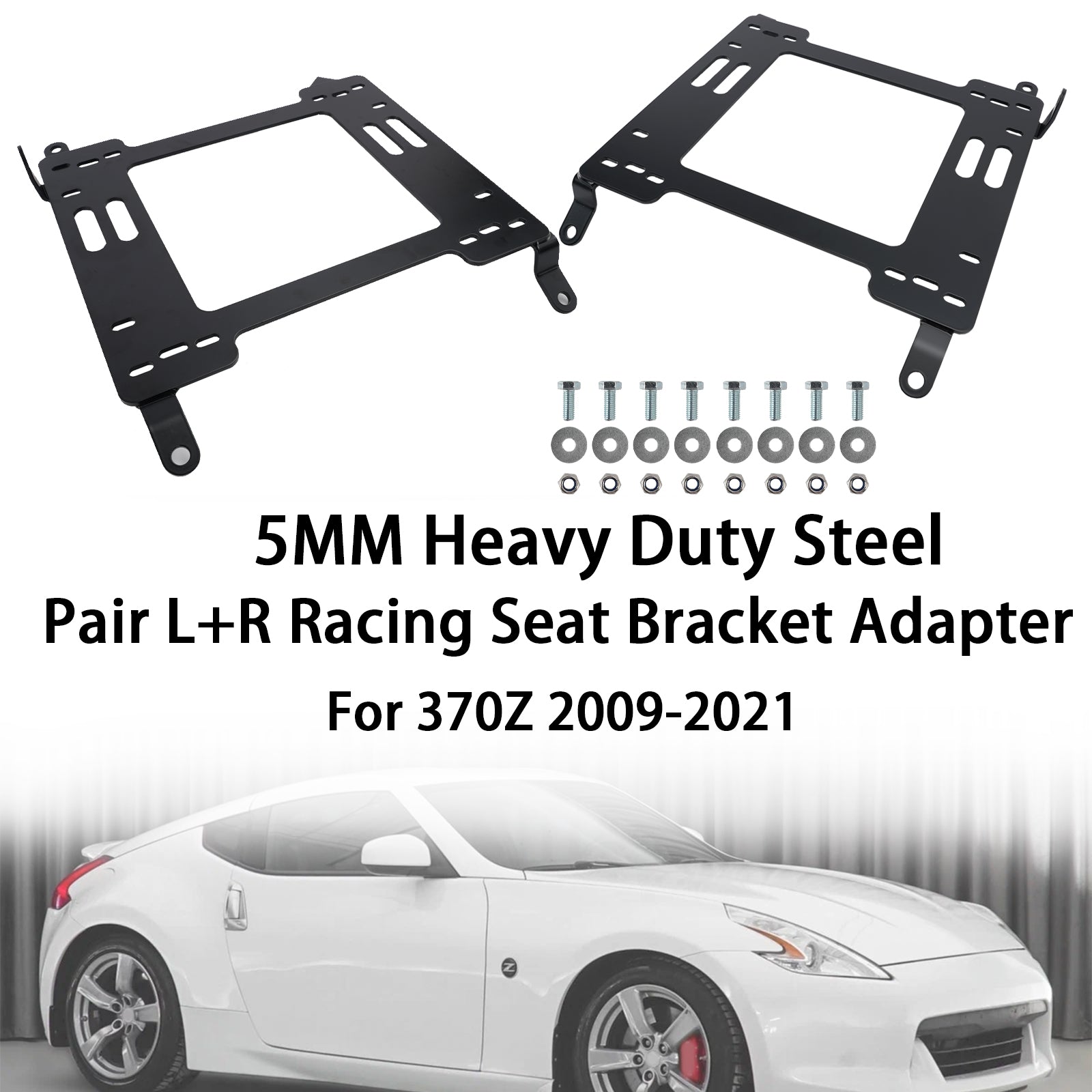 Pair L+R Heavy Duty 5MM Racing Seat Bracket Adapter For Nissan 370Z 2009-2021