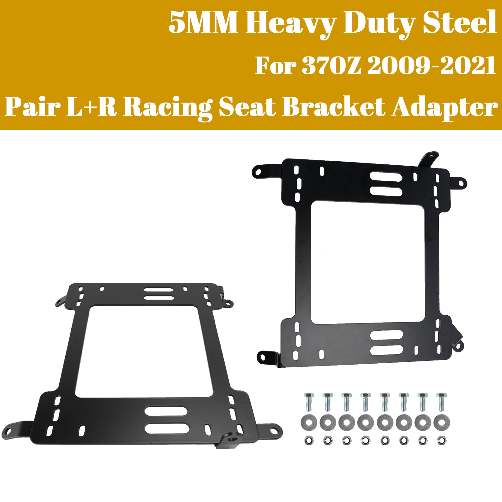 Pair L+R Heavy Duty 5MM Racing Seat Bracket Adapter For Nissan 370Z 2009-2021