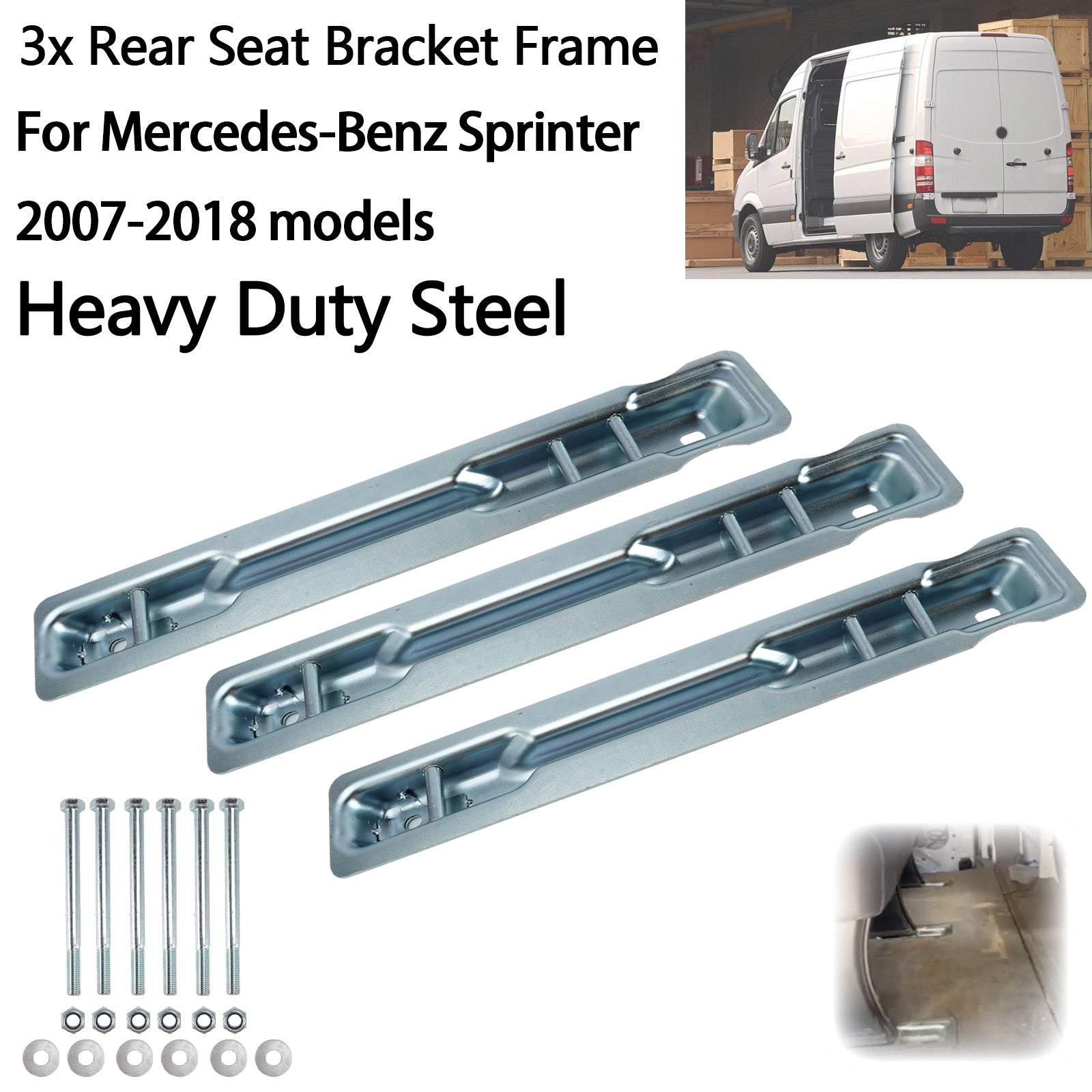 3x Rear Seat Bracket Frame Heavy Duty Steel For Benz Sprinter 2007-2018