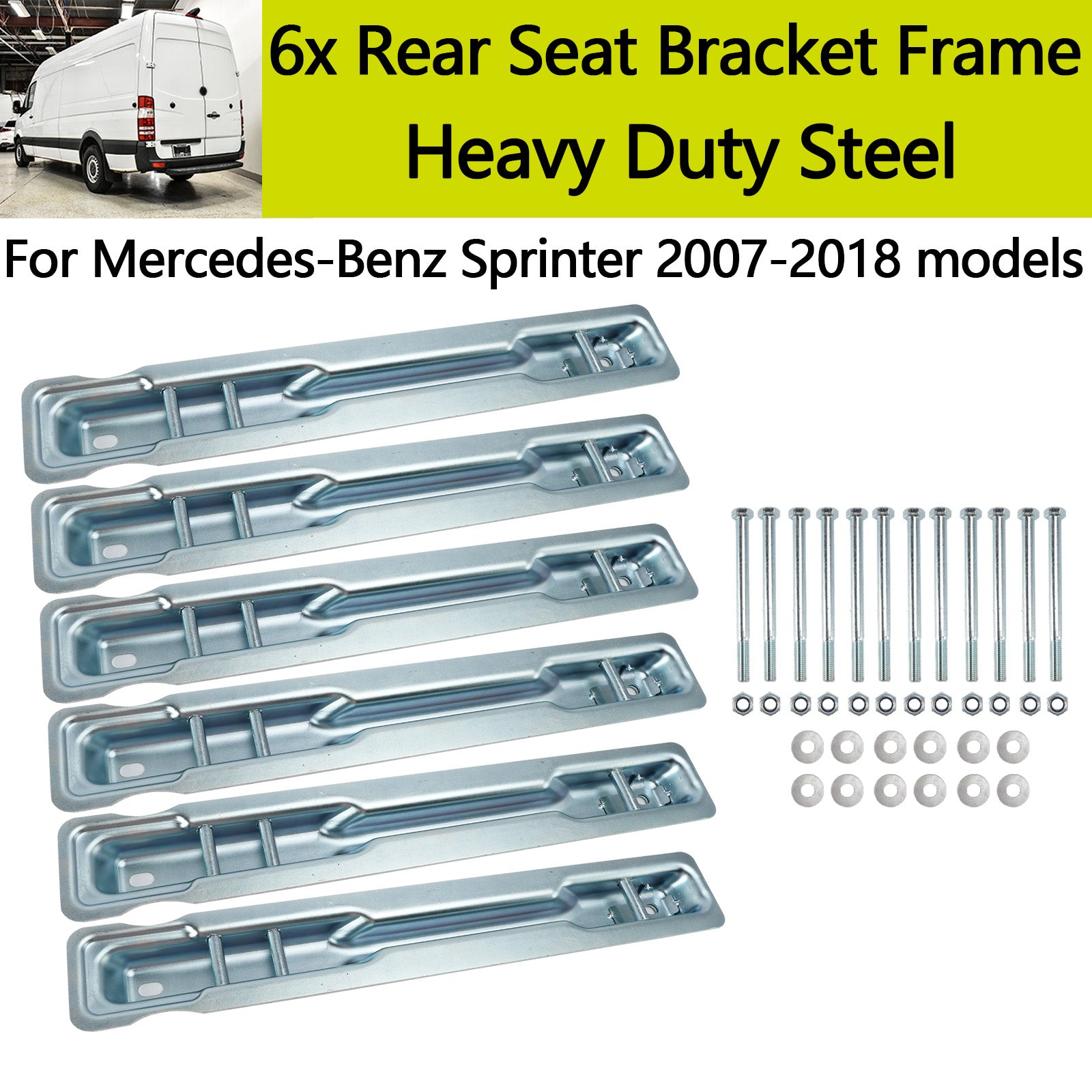 6x Rear Seat Bracket Frame Heavy Duty Steel For Benz Sprinter 2007-2018