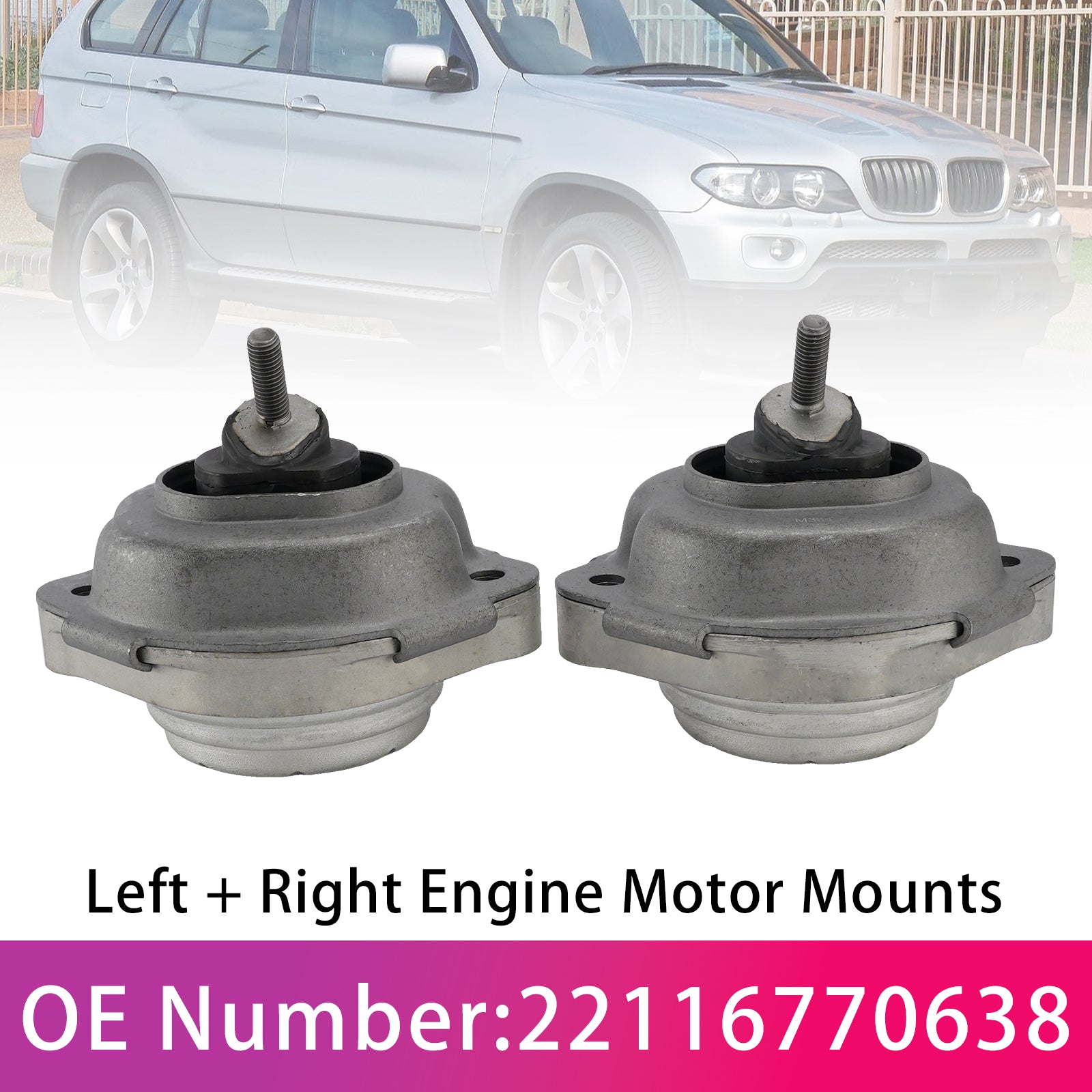 Left + Right Engine Motor Mounts 22116770638 For BMW X5 E53 3.0d 2001-2006
