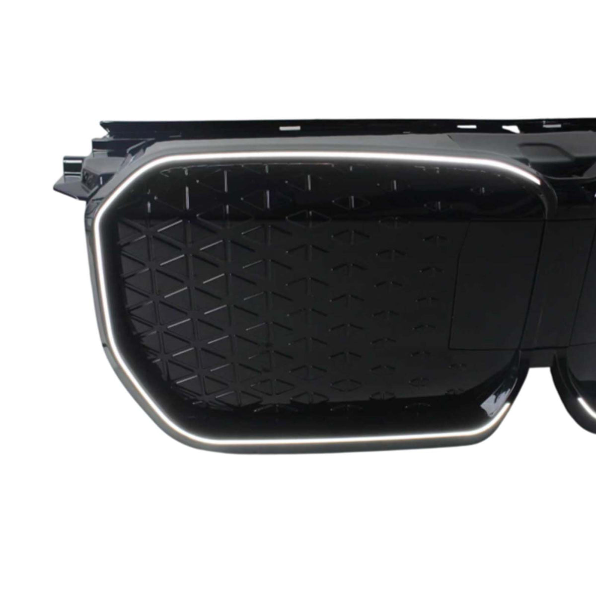Black Chrome Front Bumper Grill Grille Fit BMW iX1 U11 2023-2025 W/LED Light
