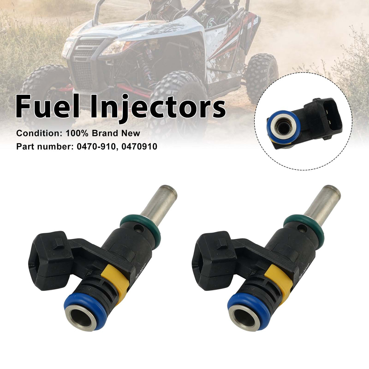 2PC Fuel Injectors 0470-910 For Arctic Cat WILDCAT 1000 2012-2016