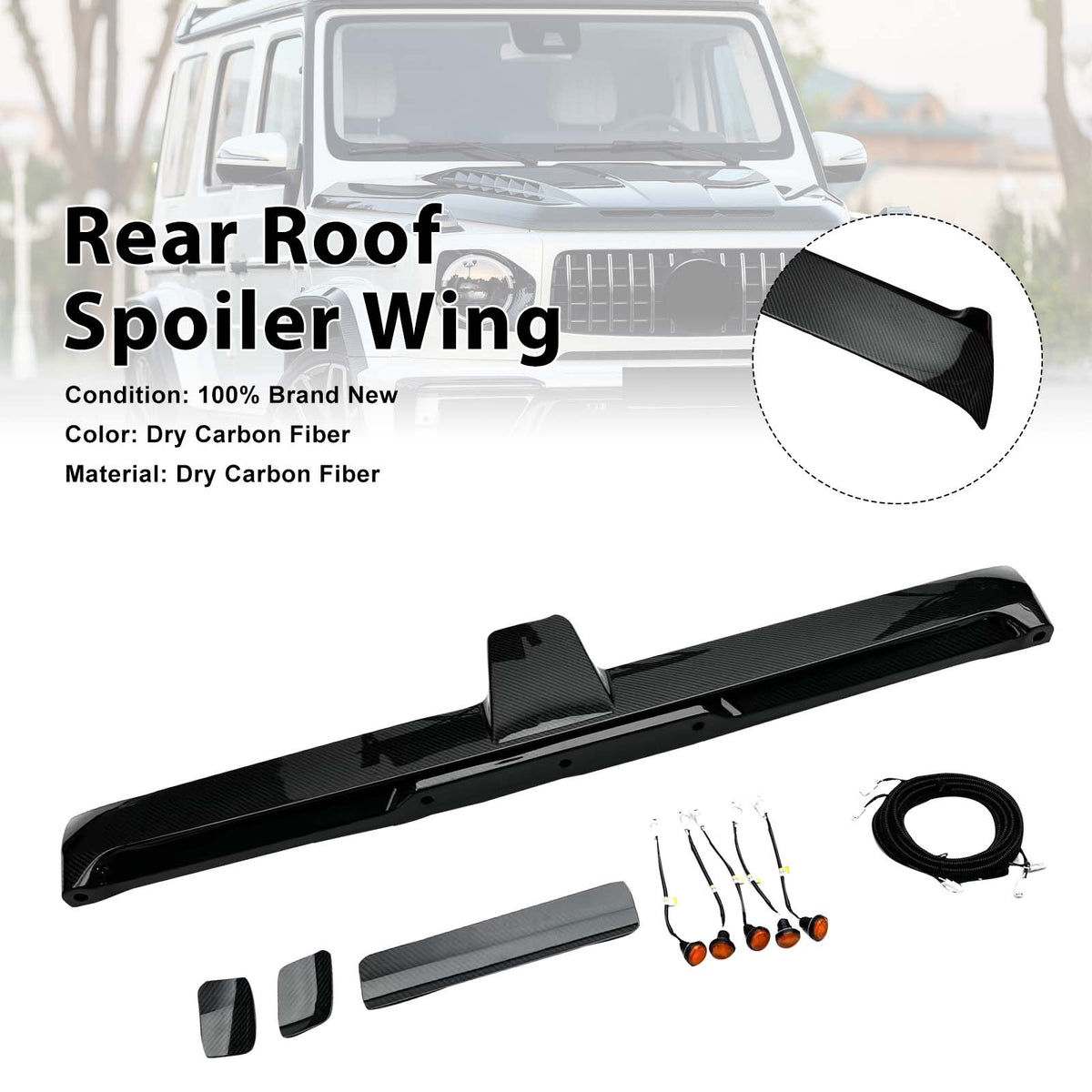 Carbon Fiber Rear Roof Spoiler Wing Fit Benz G-Class W464 W465 2019+ w/LED