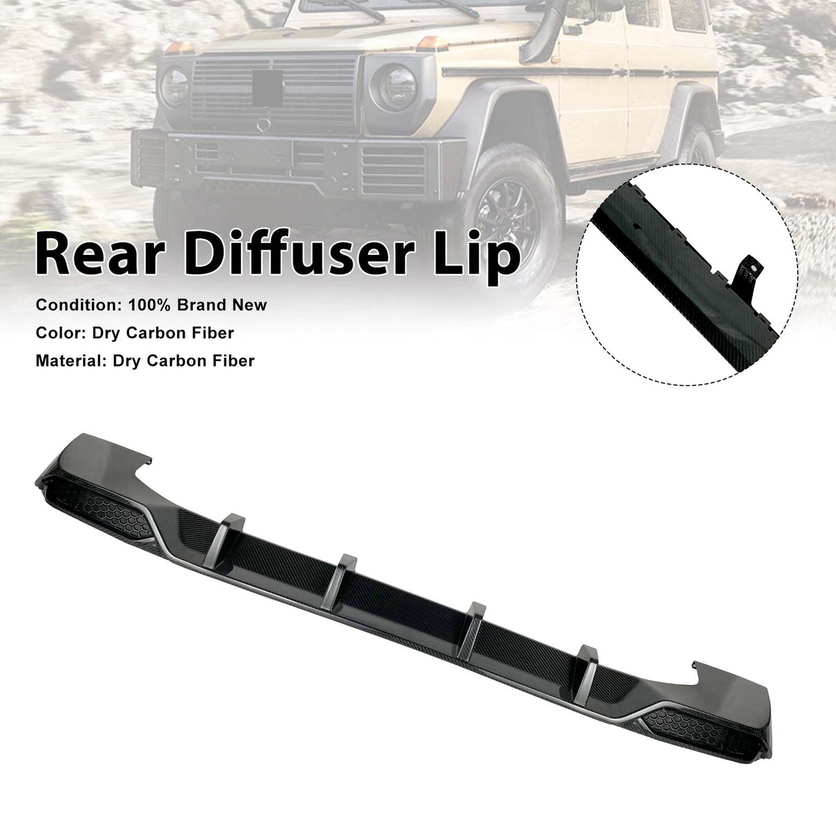 Dry Carbon Rear Diffuser Lip Fit Mercedes Benz W464 W463A 2019-2023 Shark Style