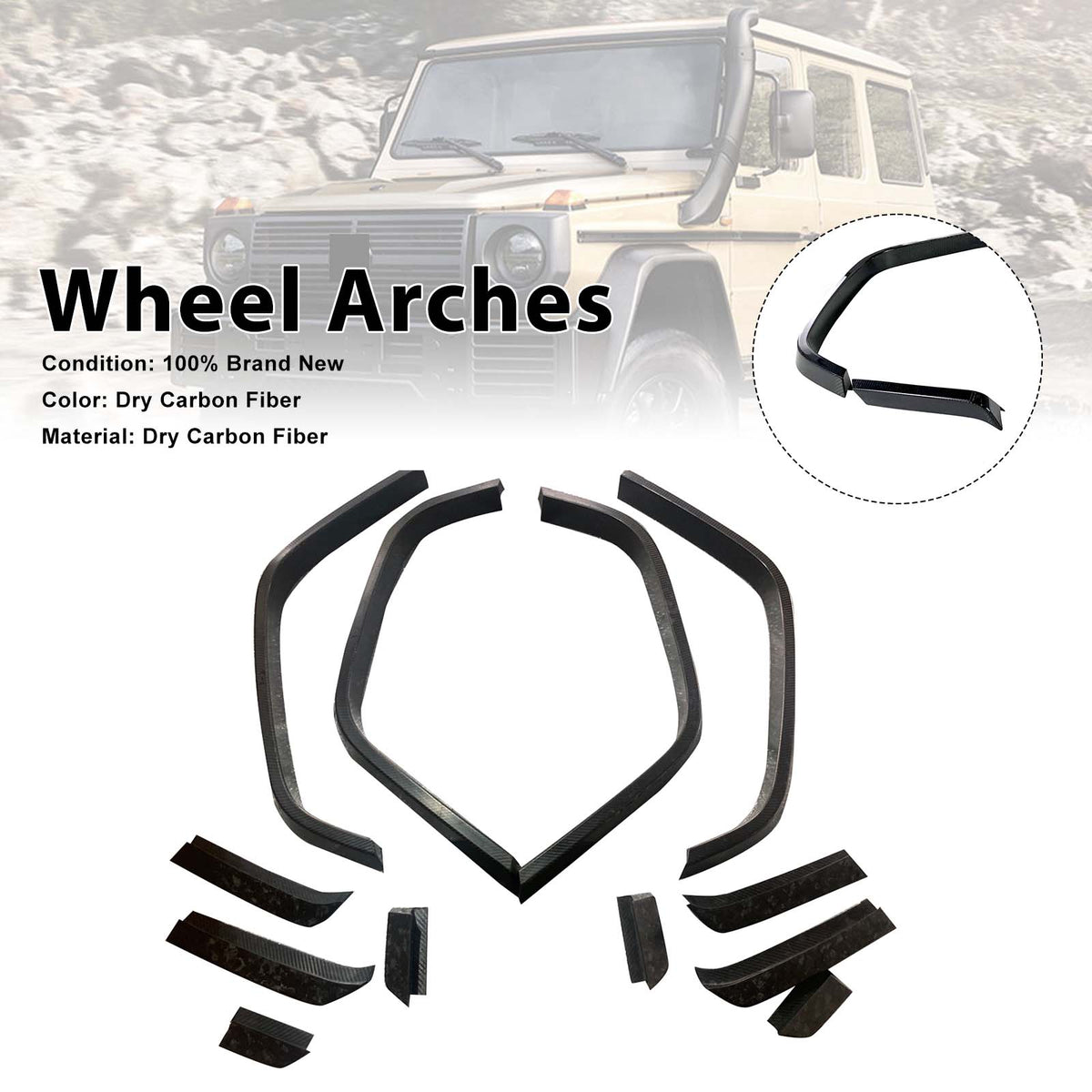 Dry Carbon Front Rear Wheel Arches Fit Mercedes Benz W464 B900 2019-2023 Wide