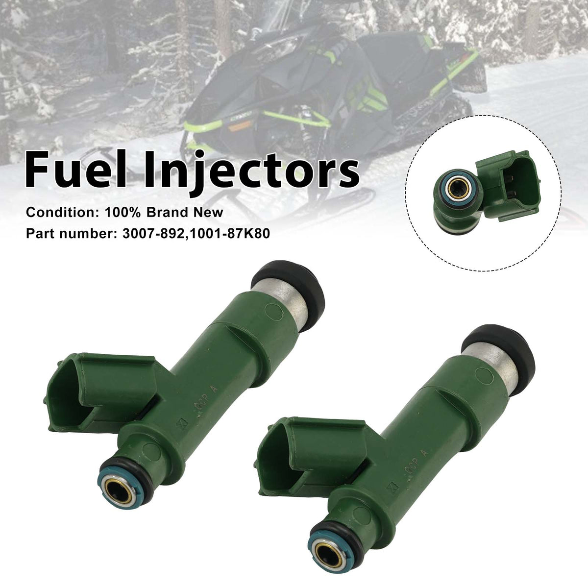 2PC 3007-892 Fuel Injectors 1001-87K80 For Arctic Cat ZR XF M 800 2010-2017