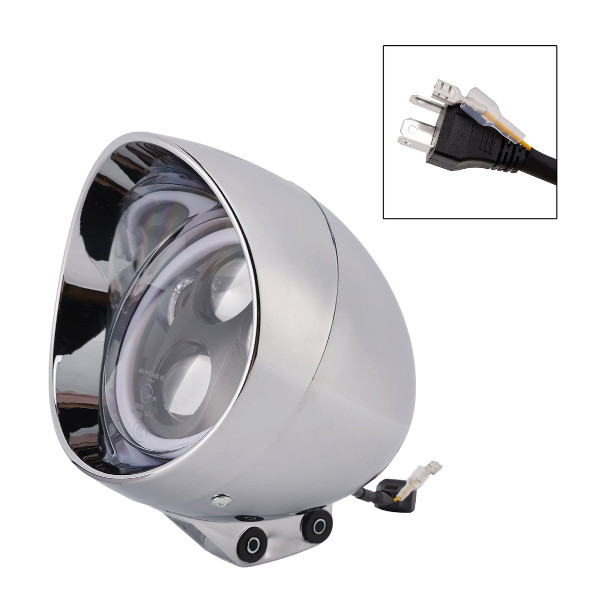 55W 5.75" Beam Headlight Fog Lamp Custom 4000Lm Chrome Fits For Racer Bobber