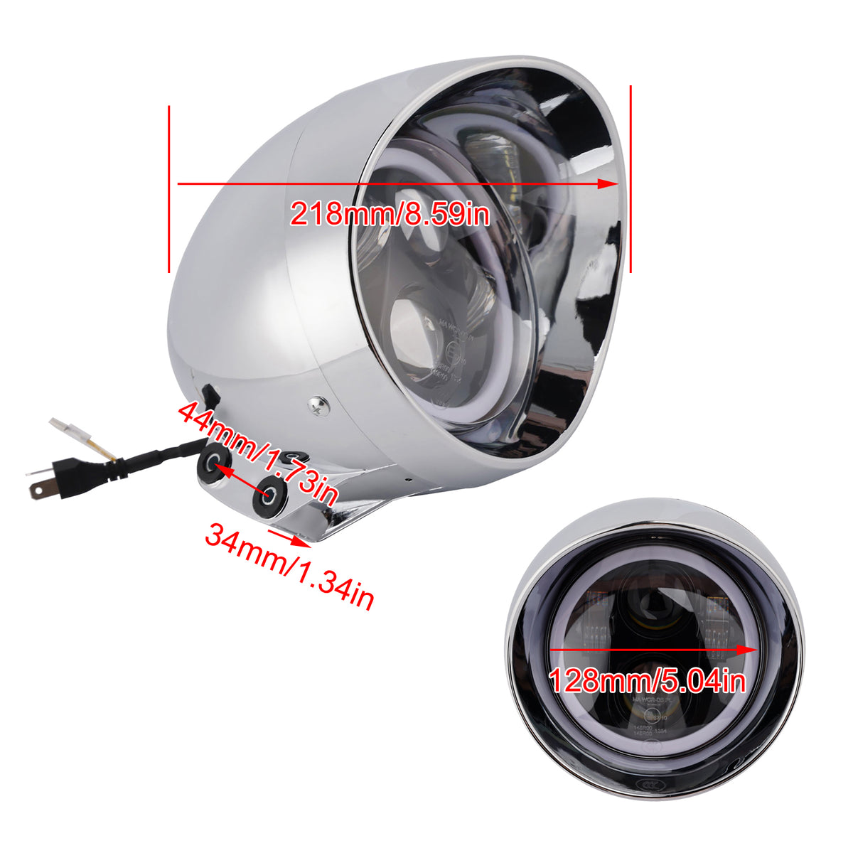 55W 5.75" Beam Headlight Fog Lamp Custom 4000Lm Chrome Fits For Racer Bobber