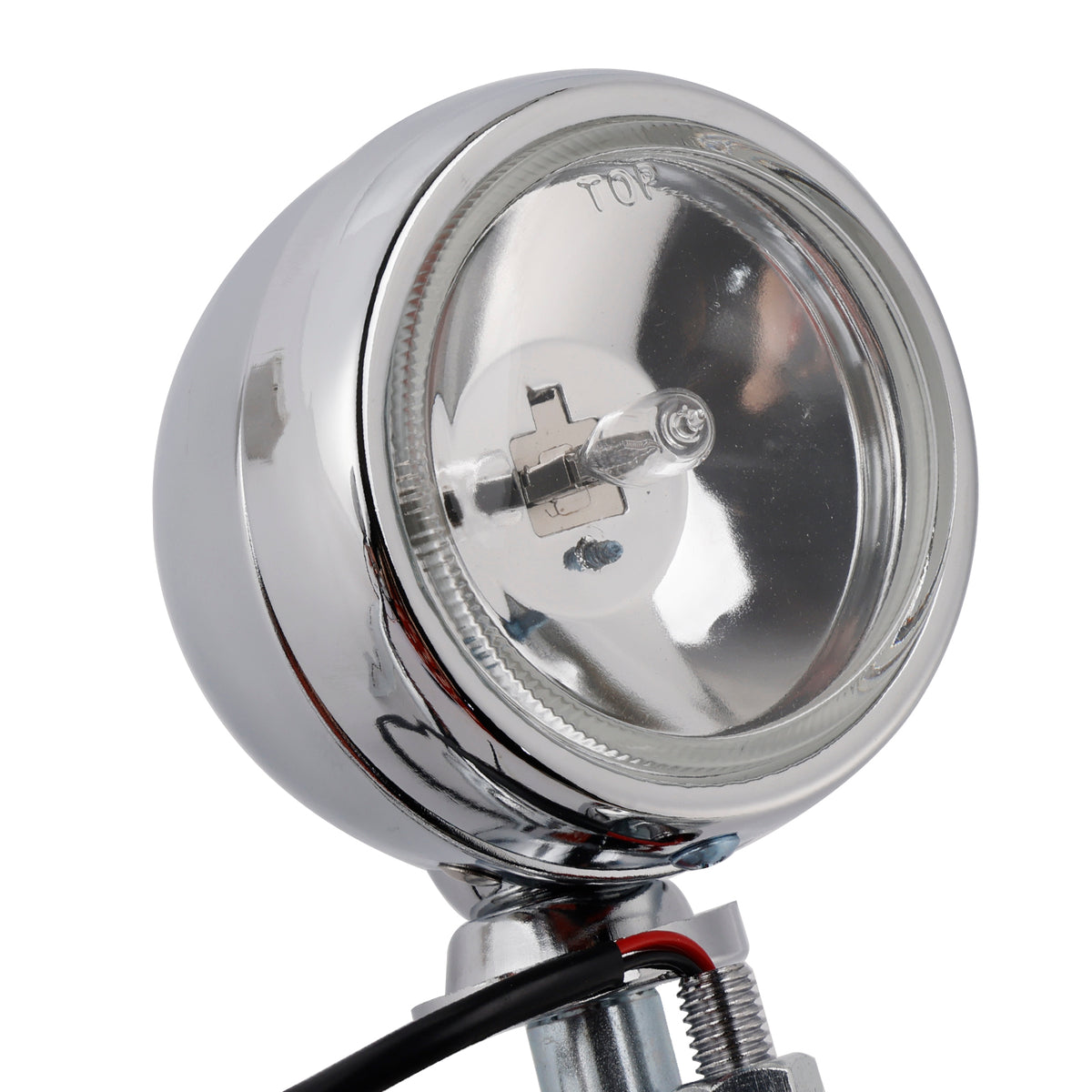Motorcycle Beam Fog Lamp Custom Chrome W/ Bracket Fits For Racer Bobber Chopper
