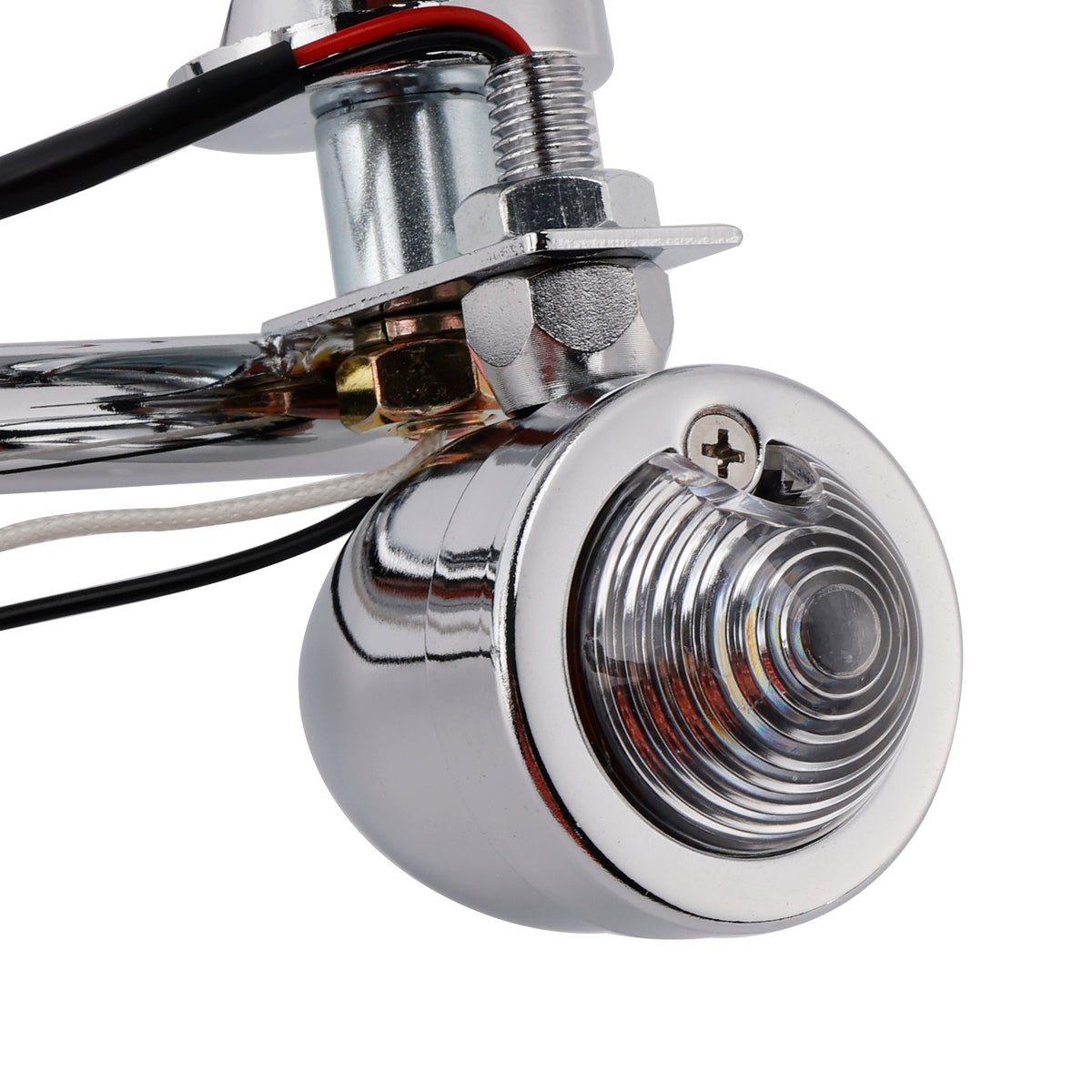 Motorcycle Beam Fog Lamp Custom Chrome W/ Bracket Fits For Racer Bobber Chopper