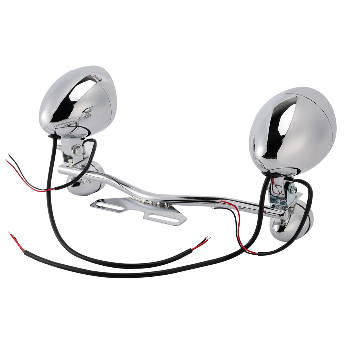Motorcycle Beam Fog Lamp Custom Chrome W/ Bracket Led For Racer Bobber Chopper