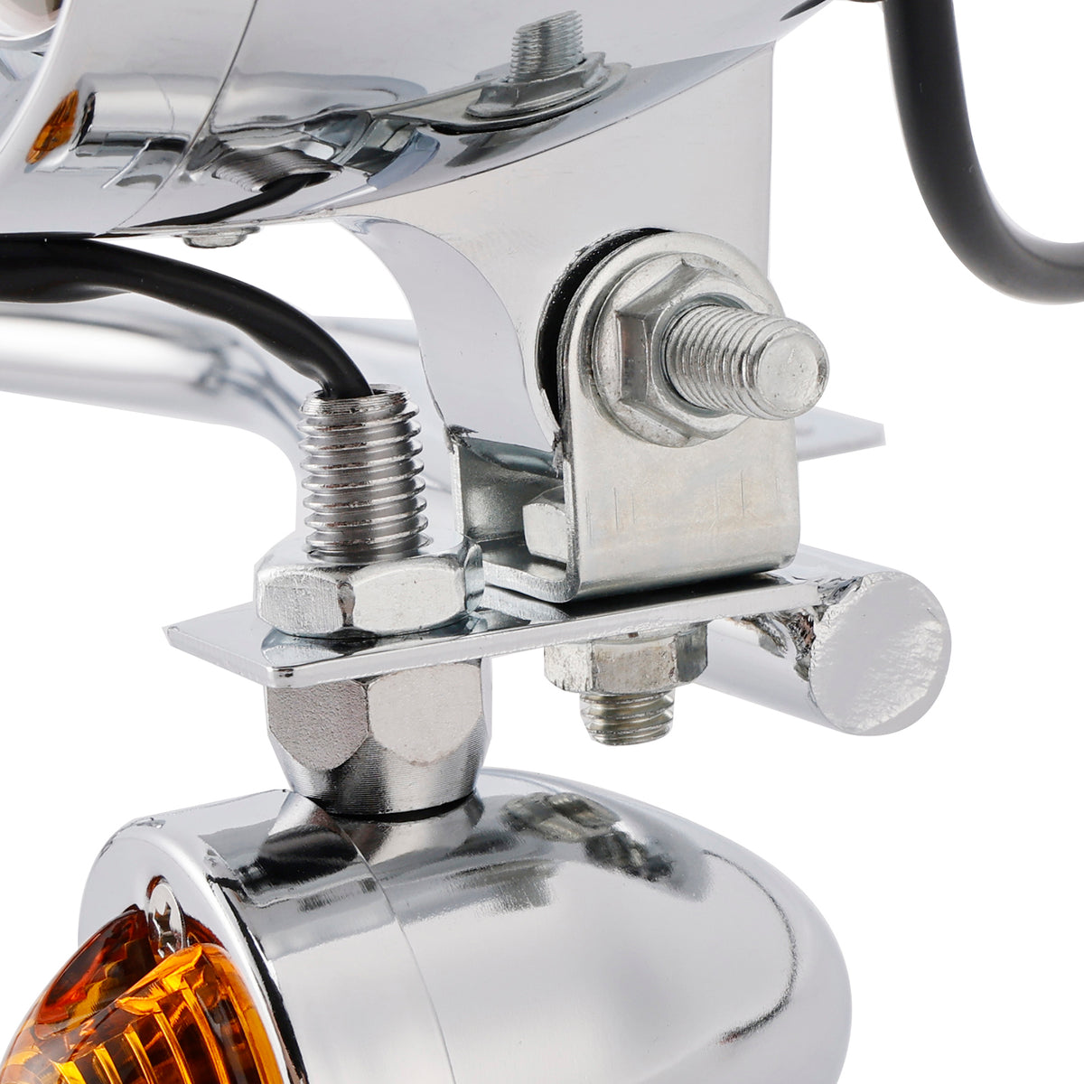 Motorcycle Beam Fog Lamp Custom Chrome W/ Bracket Led For Racer Bobber Chopper