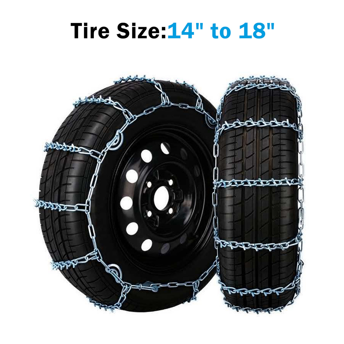2 Pack V-Bar Tire Chains for Car SUV 14" to 18" Tire Snow Ice Traction
