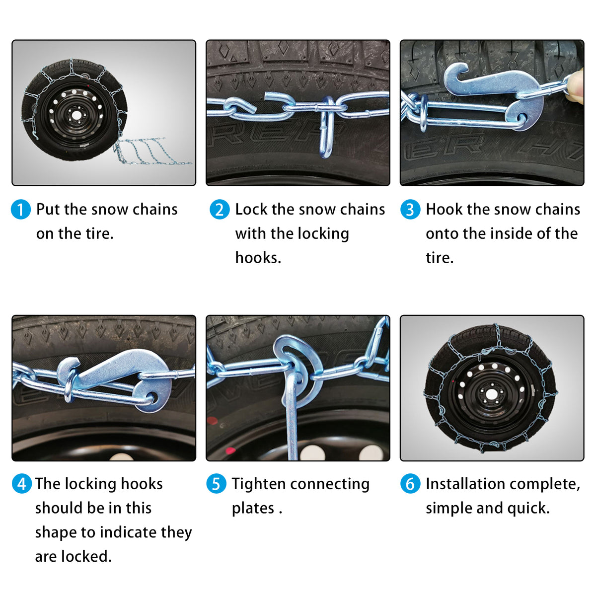 2 Pack V-Bar Tire Chains for Car SUV 14" to 18" Tire Snow Ice Traction