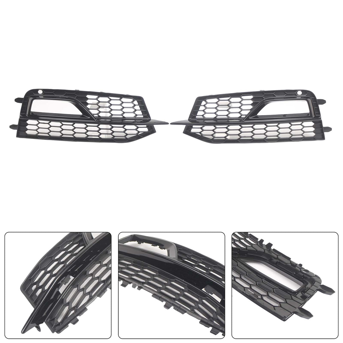 Black Front Fog Lamp Grill Fit Audi A5 S-Line Sport Edition Bumper 2013-2016