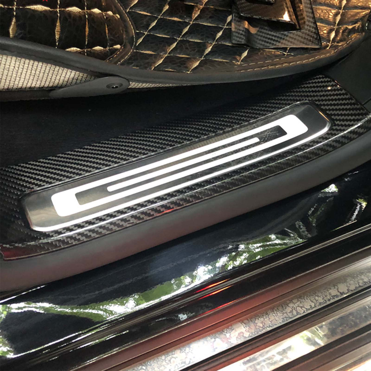 Carbon Fiber Outer Door Sill Plate Cover Trim Fit Benz W464 G500 2019-2023