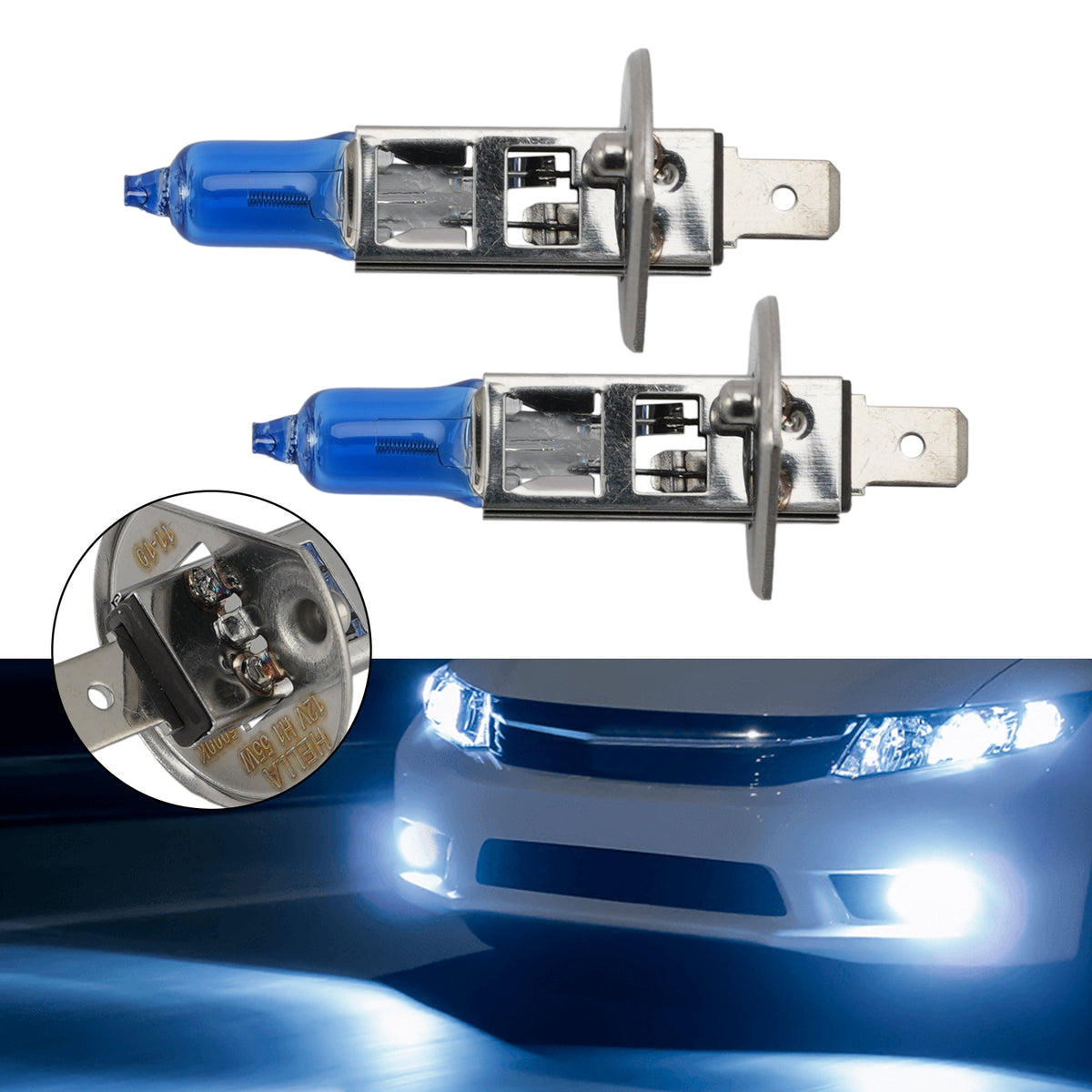 Car Light Upgraded Halogen Headlight Bulb H1 12V 55W For HELLA 8GH 002 089-412