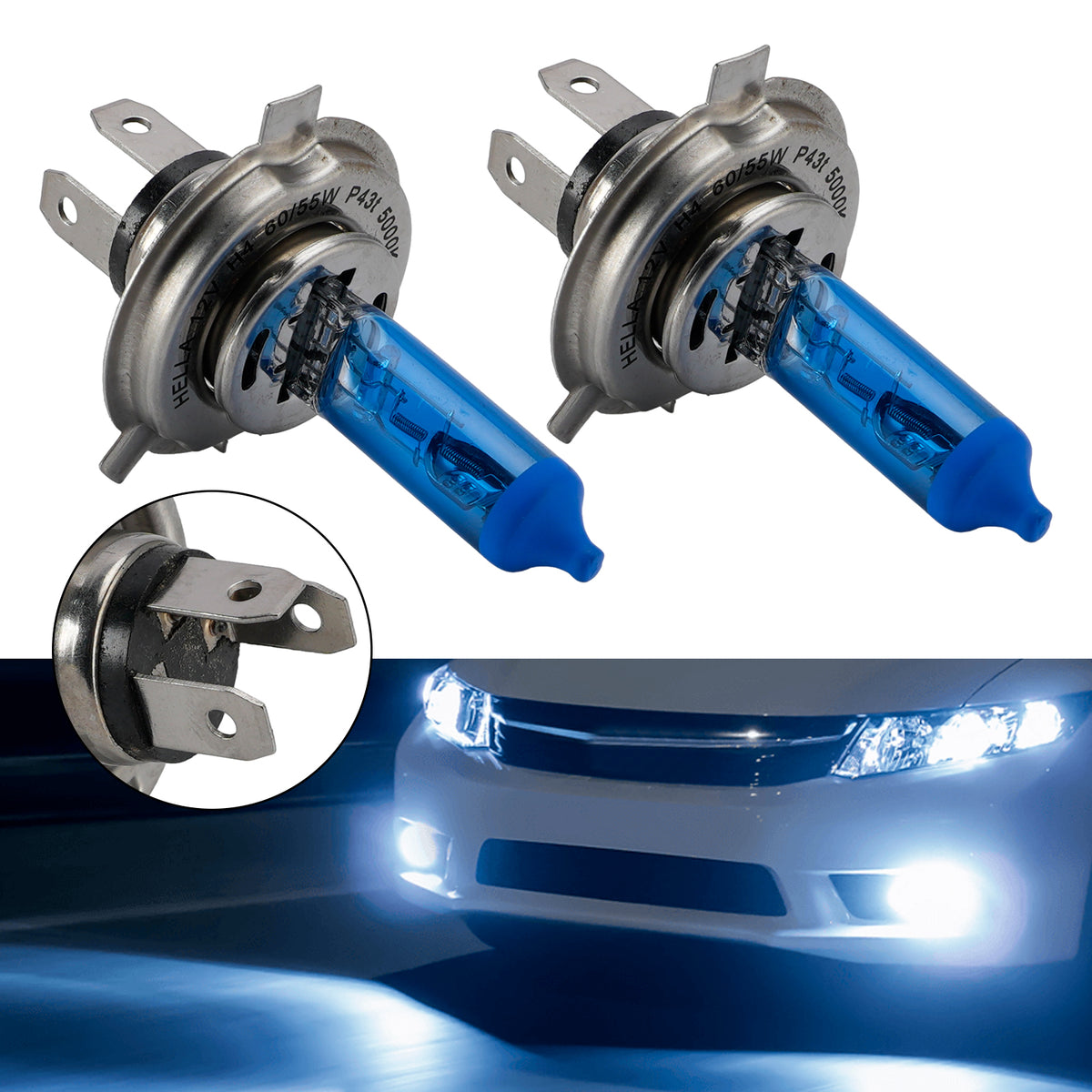 Car Light Upgraded Halogen Headlight Bulb H4 12V 60/55W For HELLA 002 525-582