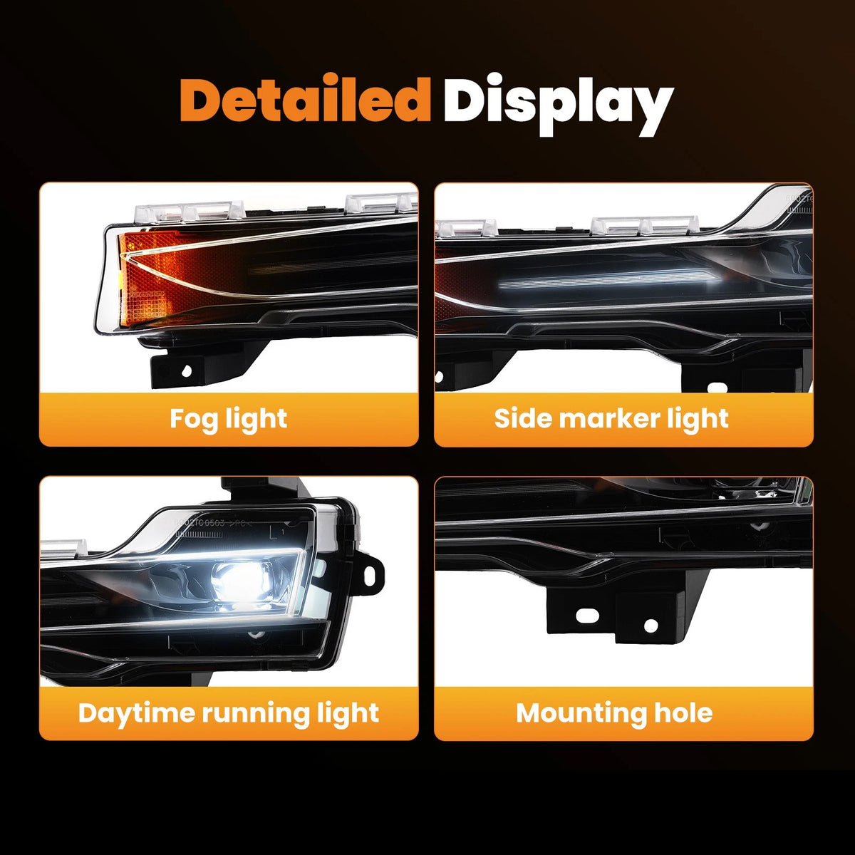 Front Left Side Fog Light Lamps LED DRL 1077391 For Tesla Model 3 Y 2017?2023