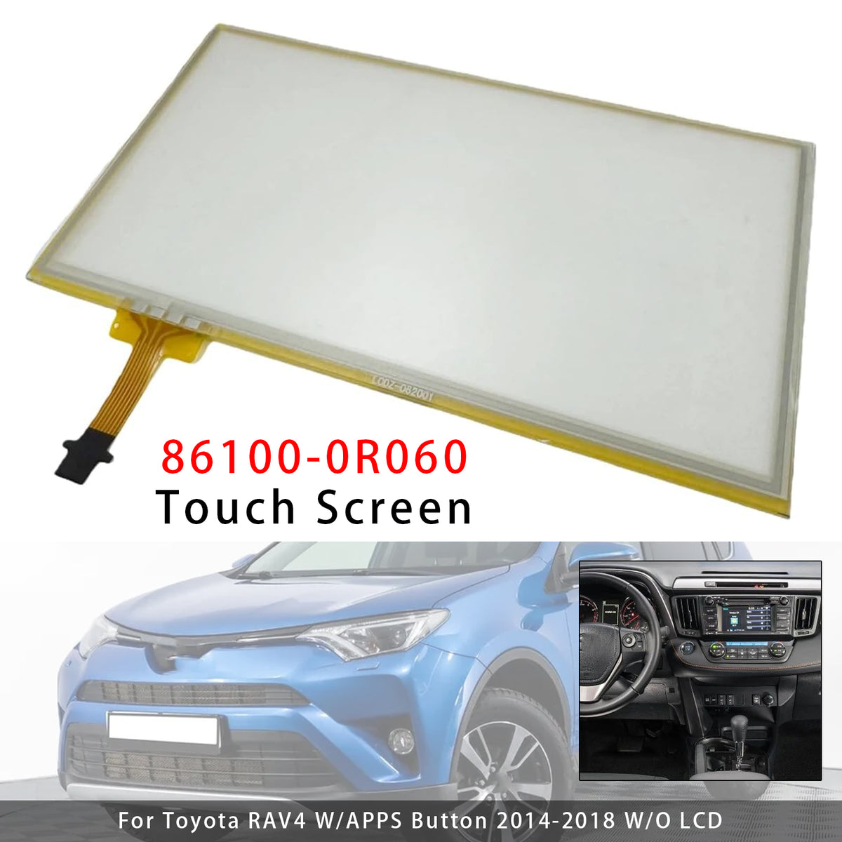 Touch Screen Digitizer Glass 6.1 inch 12 Pins For RAV4 W/APPS Button 2014-2018