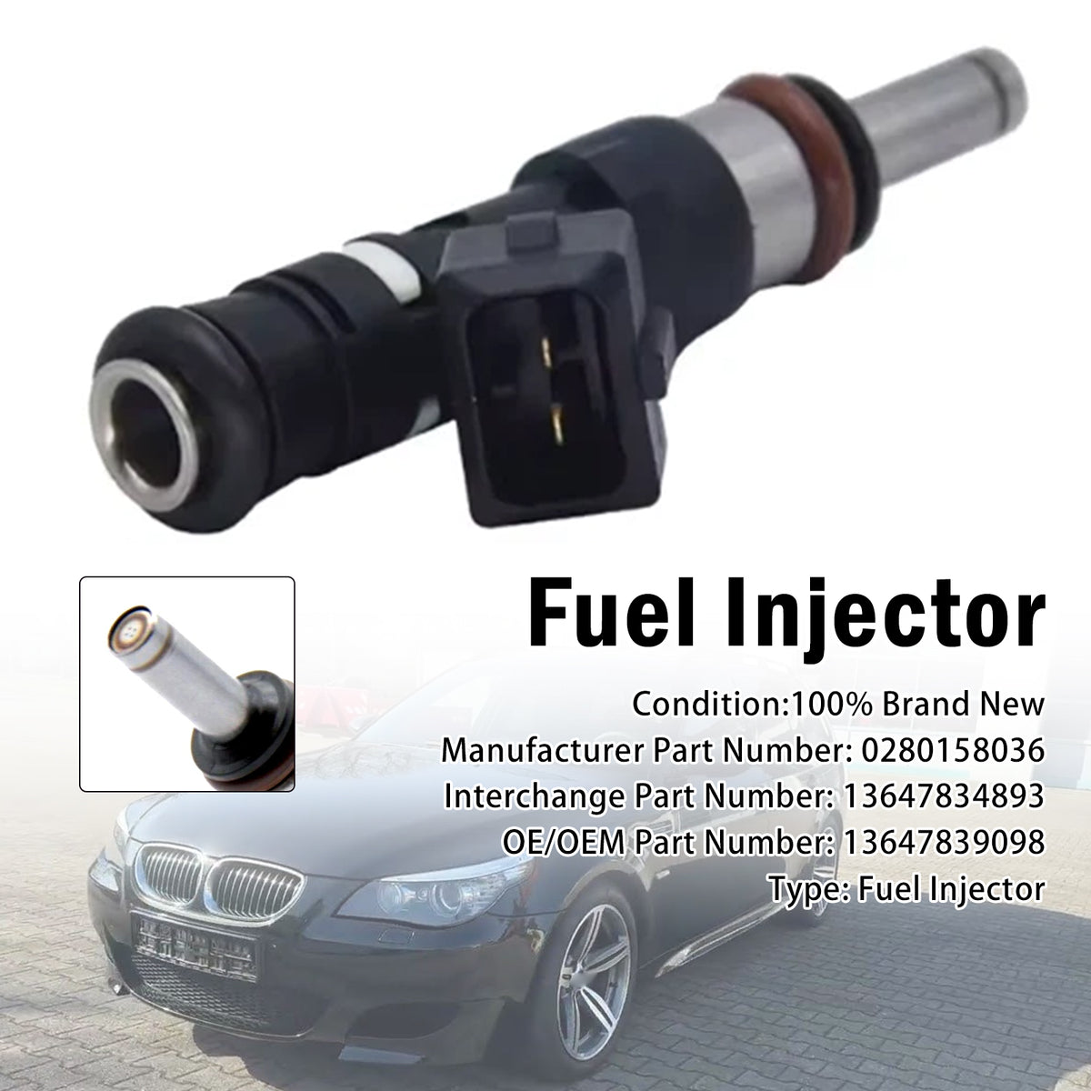 1Pcs Fuel Injector For BMW M5 E60 E61 M6 E63 E64 5.0L 2004-2010 0280158036