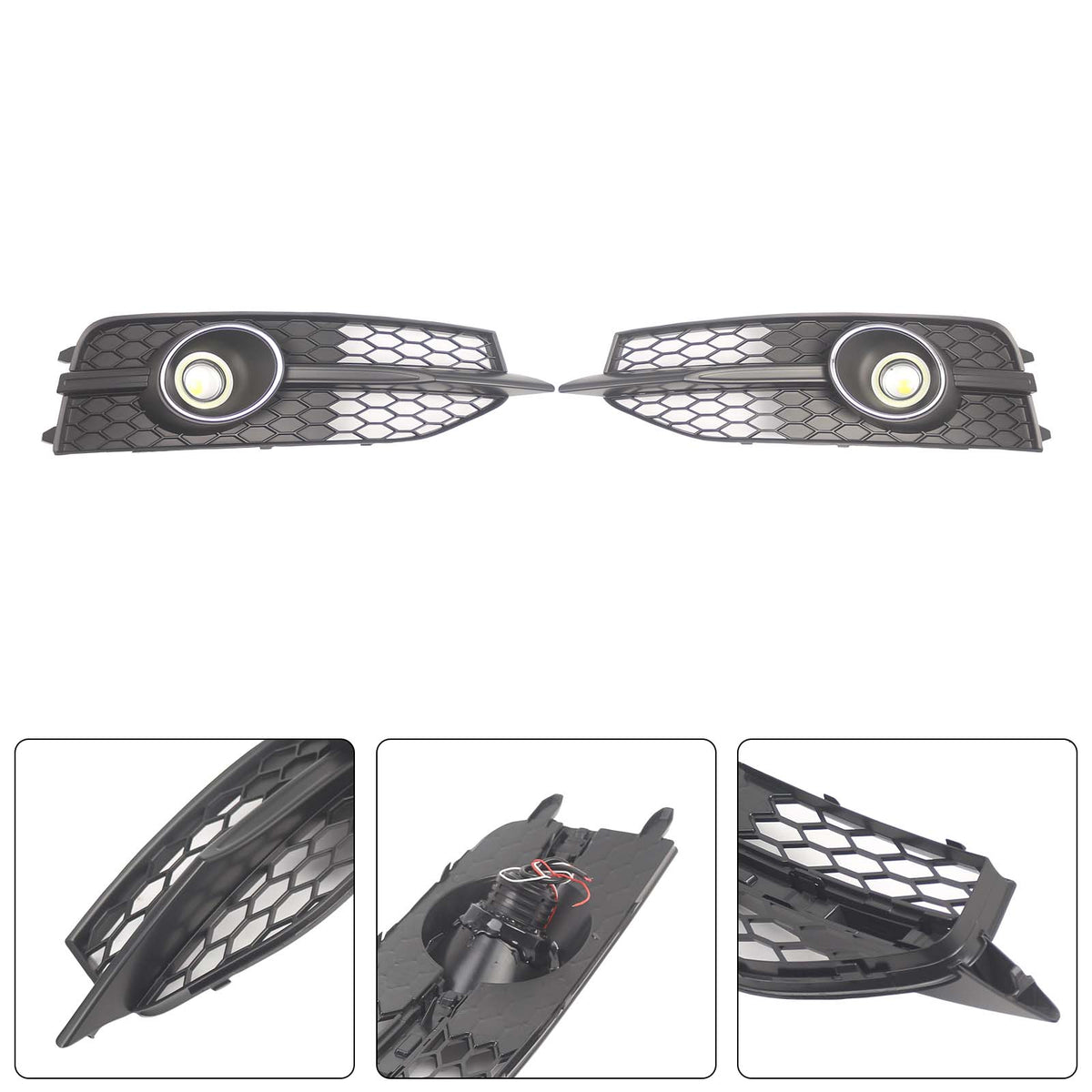 Black Front Bumper Fog Light Grille Cover Bezel Fit Audi A7 S7 S-Line 2012-2015