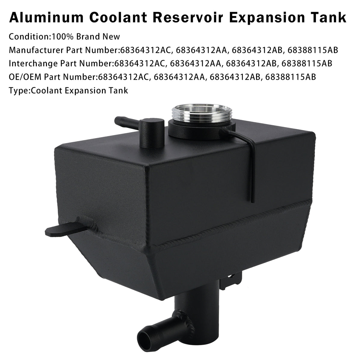 Coolant Reservoir Expansion Tank For Jeep Wrangler JL JLU 2018-2025 68364312AC