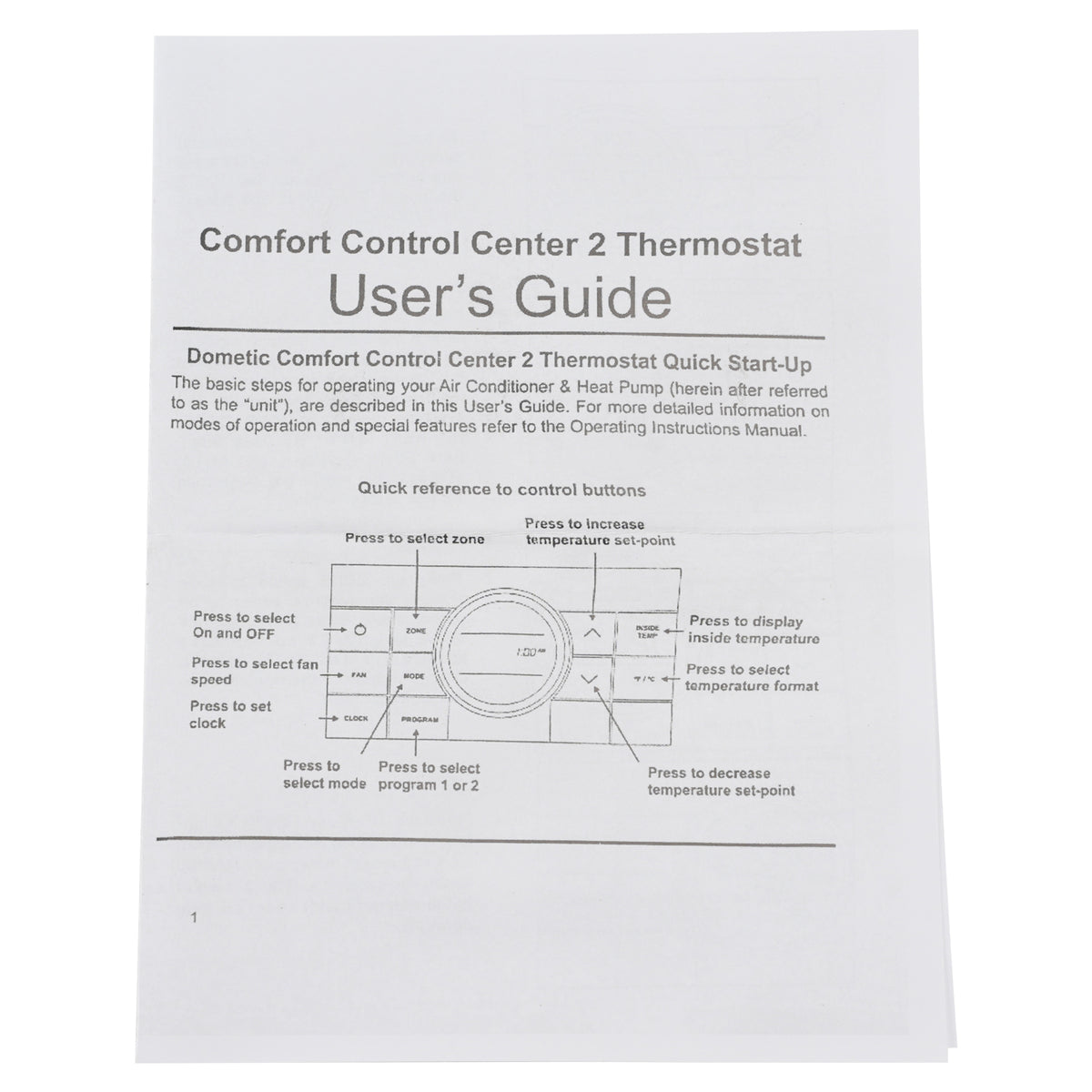 314082.011 RV Thermostat Multi-Zone Comfort Center For Dometic CCC2 457915