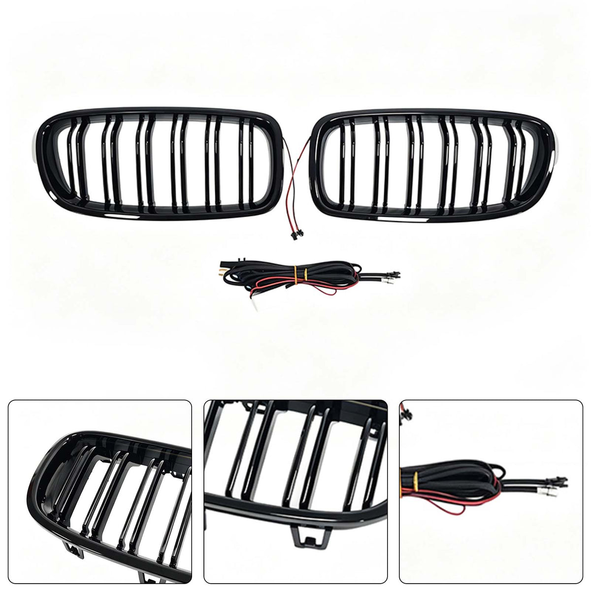 Double Slat Front Kidney Grille Grill Fit BMW 3 Series F30 F35 2012-2019