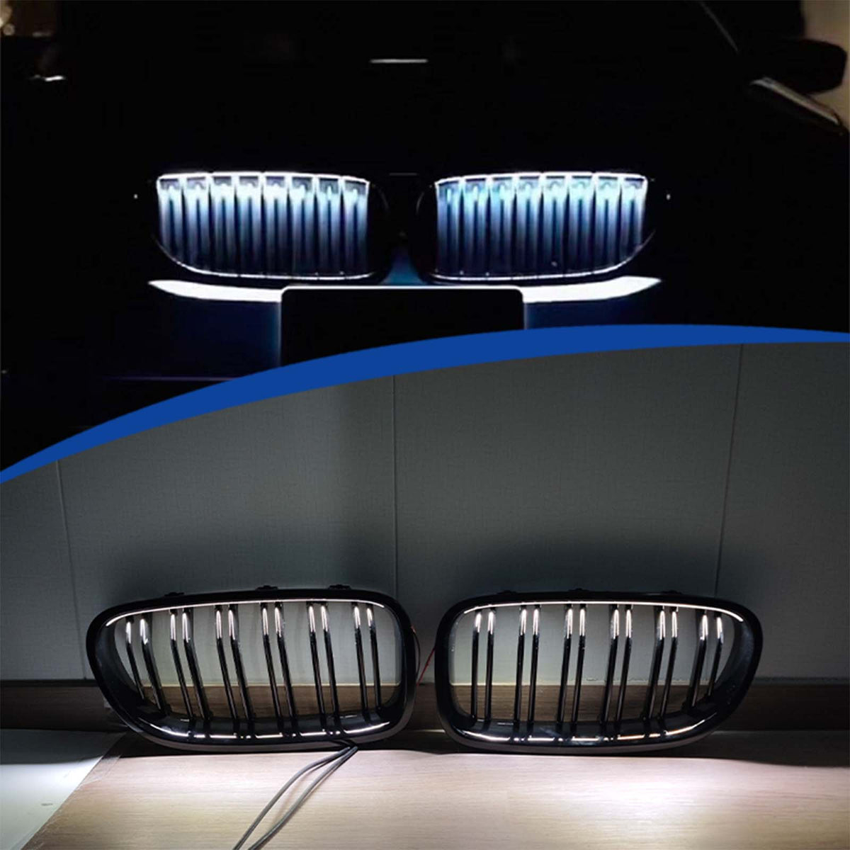 Front Bumper Grill Grille Fit BMW 5 Series F10 F11 2010-2016 W/LED