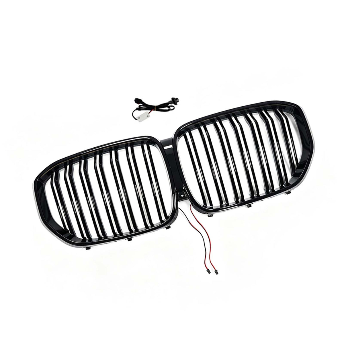 Double Slat Black Front Kidney Grille Fit BMW X5 G05 2019-2022 W/LED