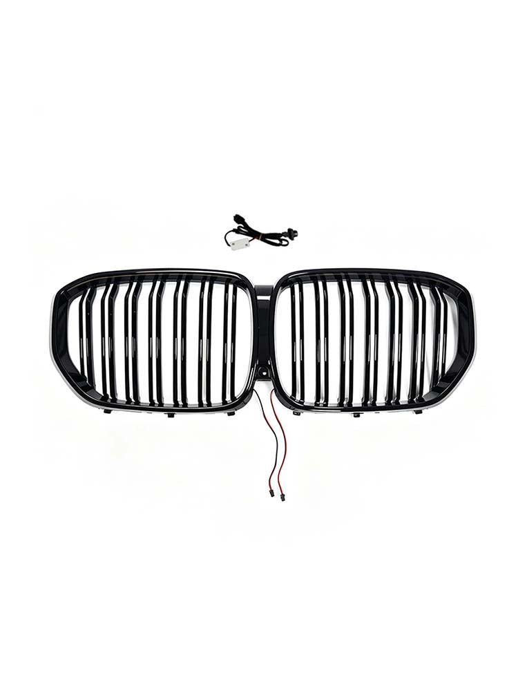 Double Slat Black Front Kidney Grille Fit BMW X5 G05 2019-2022 W/LED