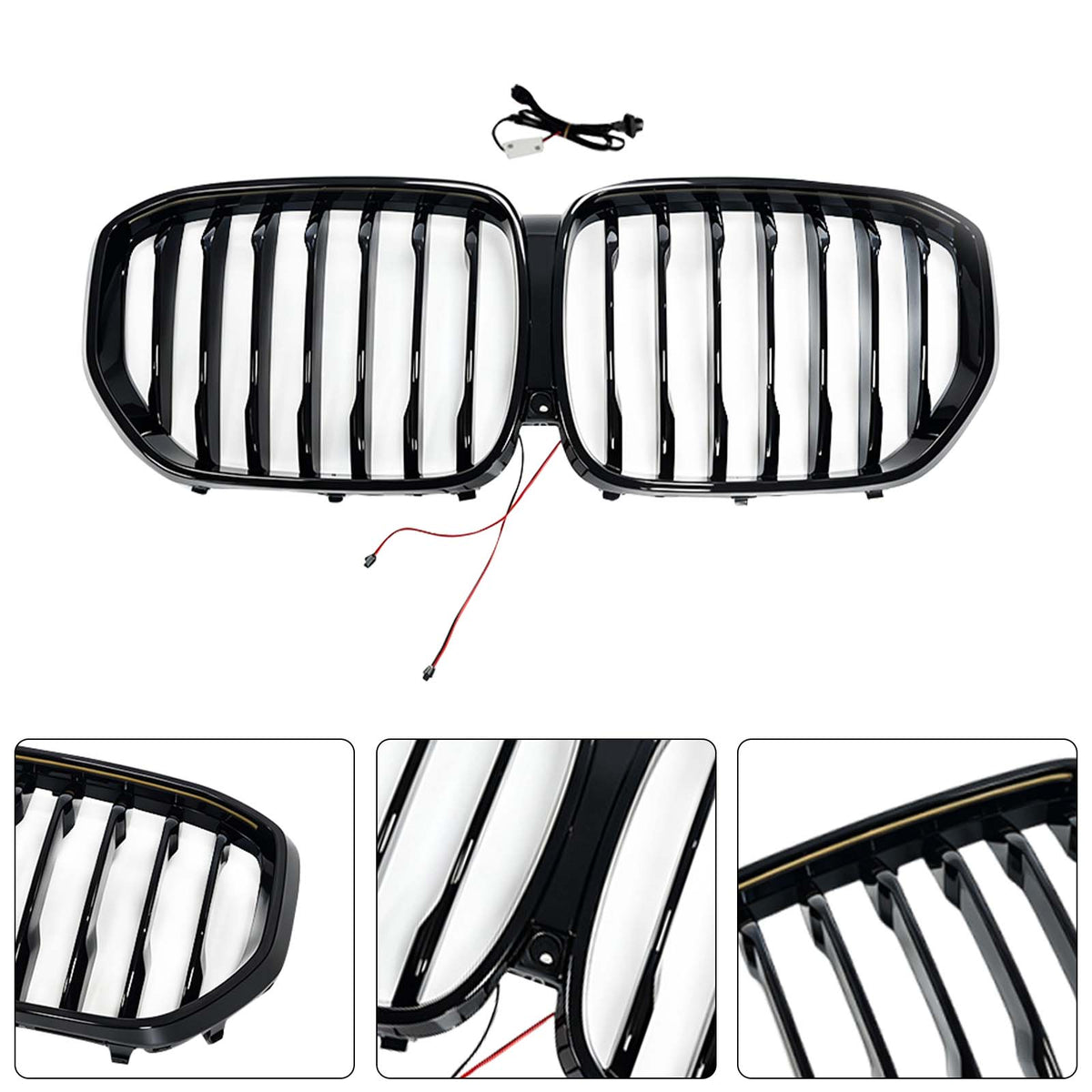 Single Gloss Black Front Kidney Grille Fit BMW X5 G05 2019-2022 W/LED