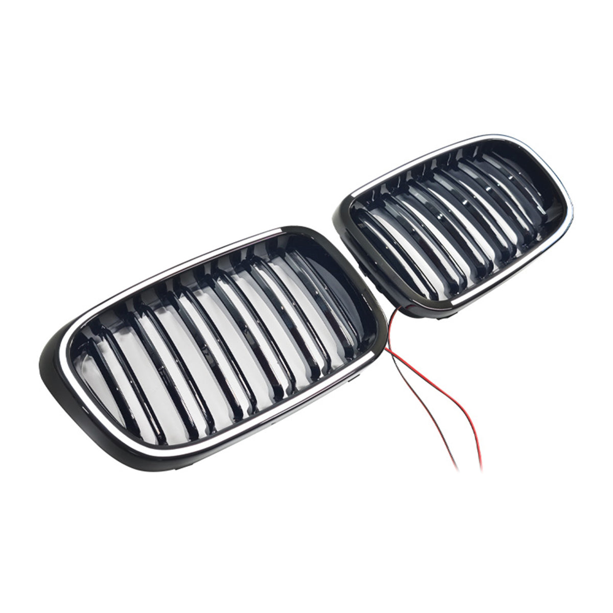 Gloss Black Front Kidney Bumper Grill Grille Fit BMW E46 2-Door 1998-2001 W/LED
