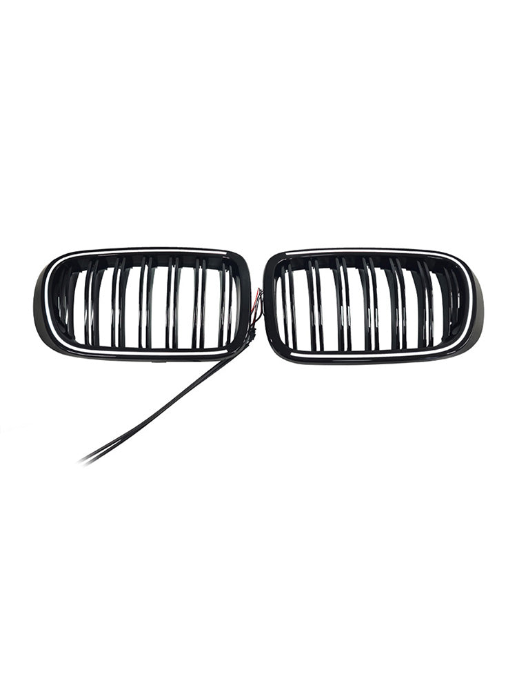 Gloss Black Front Bumper Kidney Grille Fit BMW X3 X4 F25 F26 2014-2017 W/LED