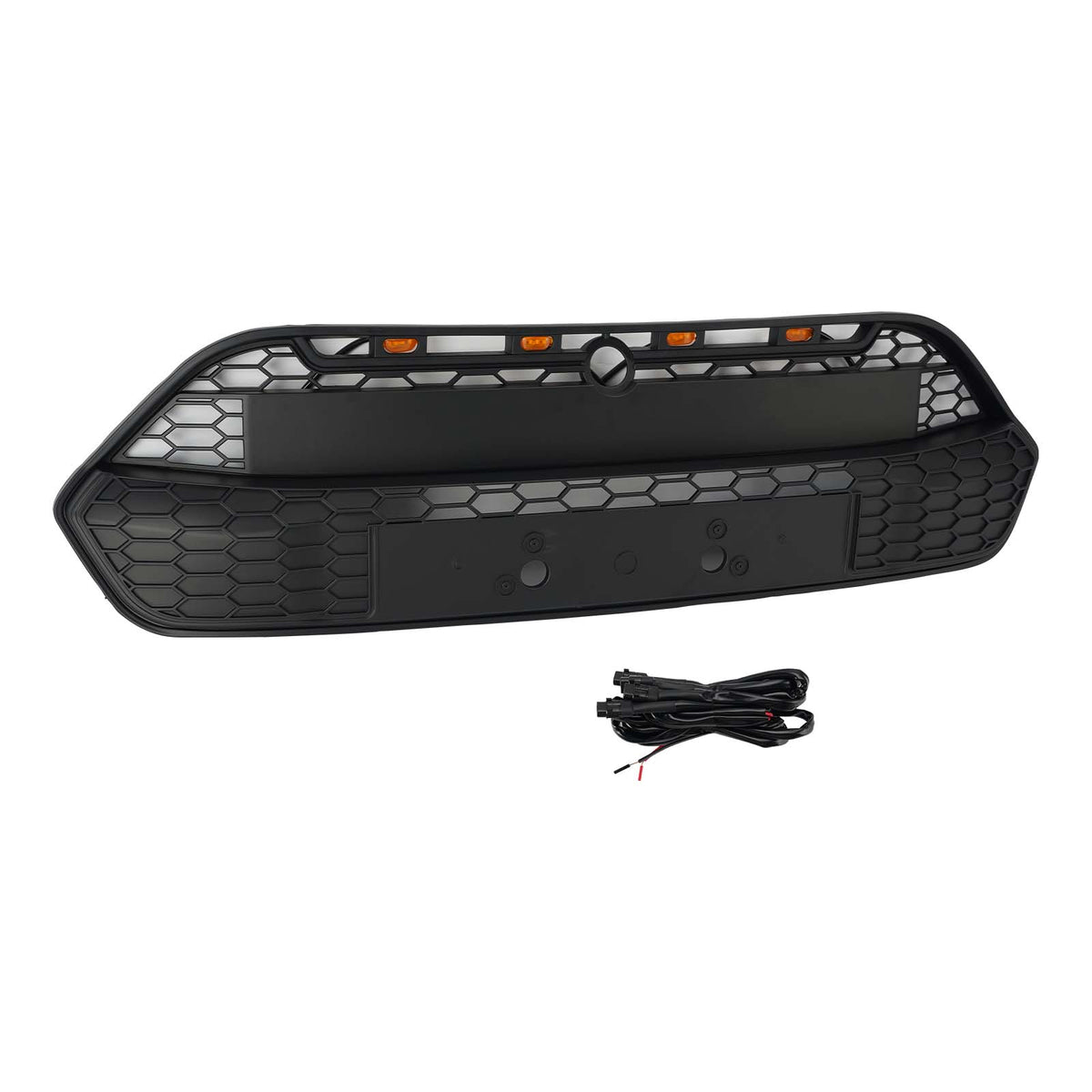 Matte Black Front Bumper Grille Grill Fit Ford Transit Custom 2013-2017 W/LED