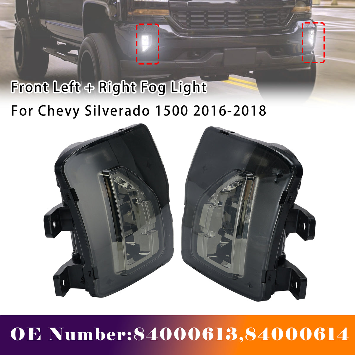 Front Fog Light 84000613 84000614 For Chevy Silverado 1500 2016?2018