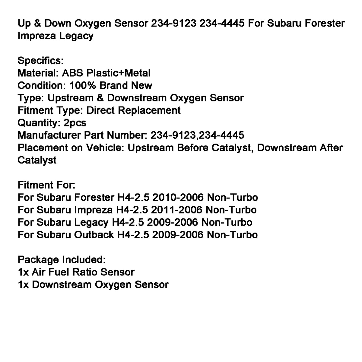 Up & Down Oxygen Sensor 234-9123 234-4445 For Subaru Forester Impreza Legacy