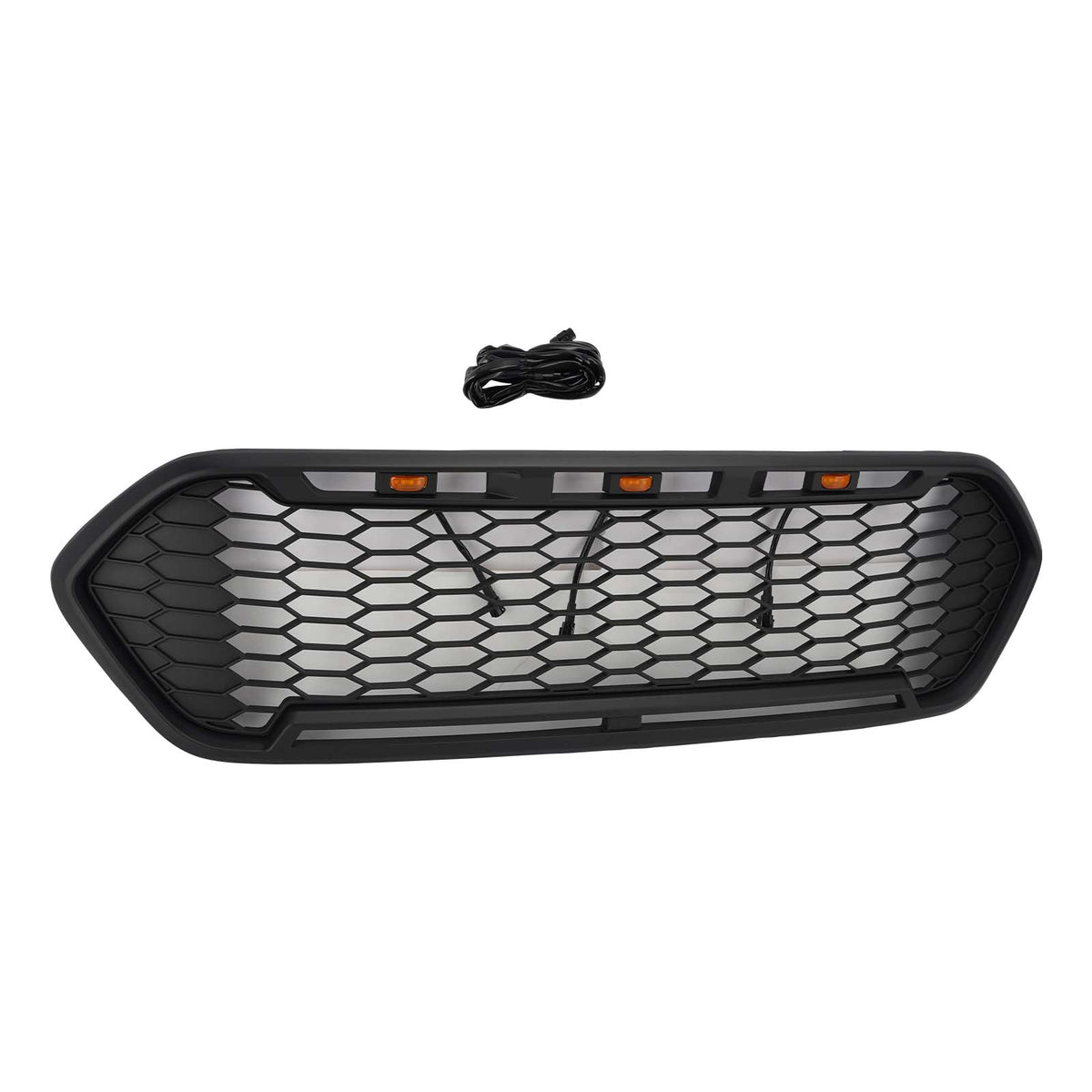 Matte Black Front Bumper Grille Fit Ford Transit Custom Trail 2018-2023 W/3LED