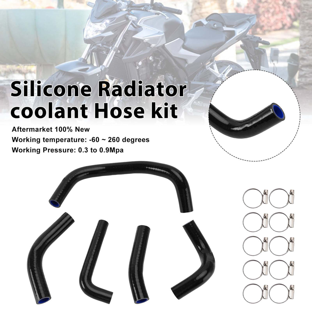 Silicone Radiator coolant Hose kit For Honda CB500SF 2026+ Black