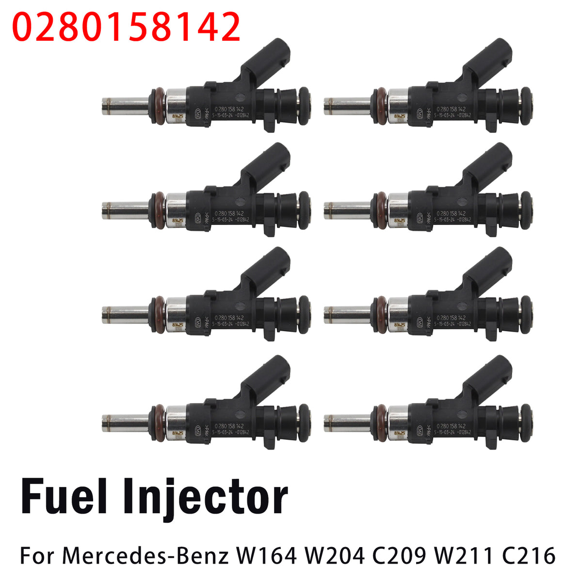 8Pcs Fuel Injector For Mercedes-Benz W164 W204 C209 W211 C216 0280158142